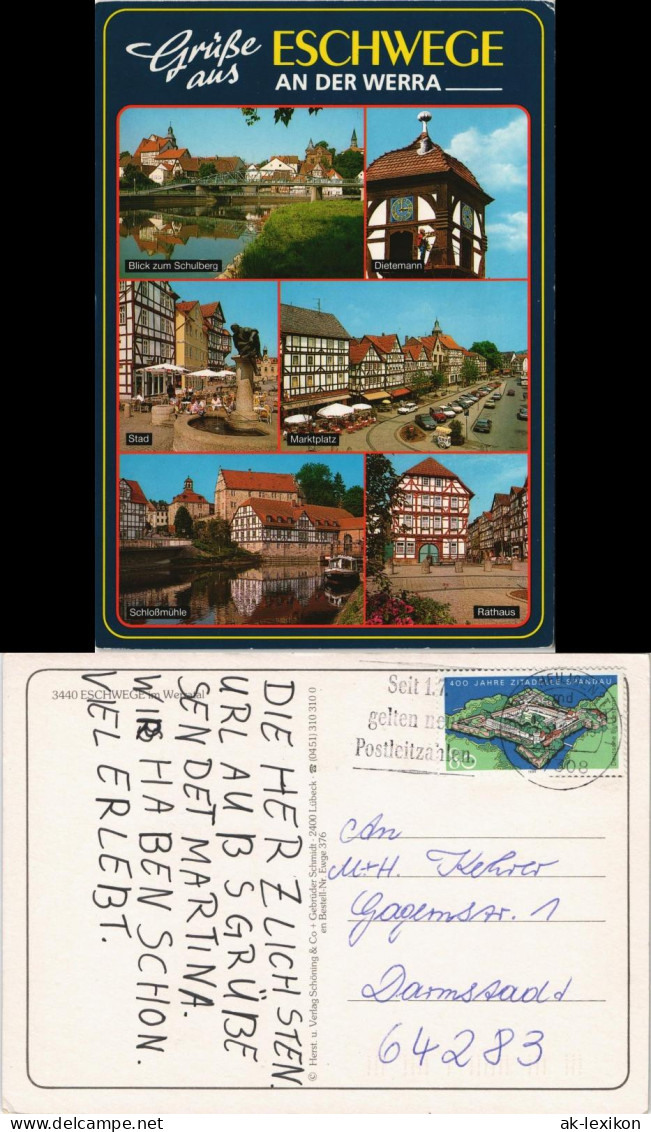 Eschwege Mehrbild-AK Mit Schloßmühle, Marktplatz, Rathaus Uvm. 1990 - Eschwege