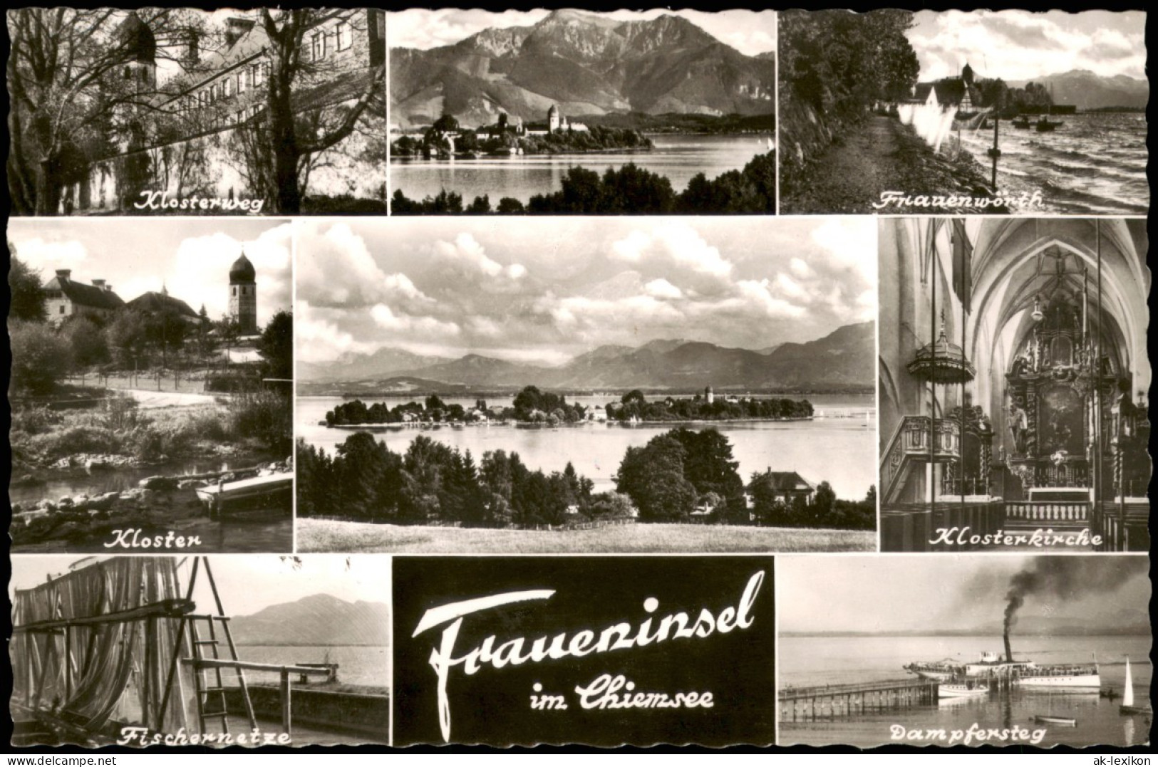 Chiemsee Mehrbildkarte Mit Kloster, Klosterweg, Kirche, Dampfersteg Uvm. 1960 - Chiemgauer Alpen