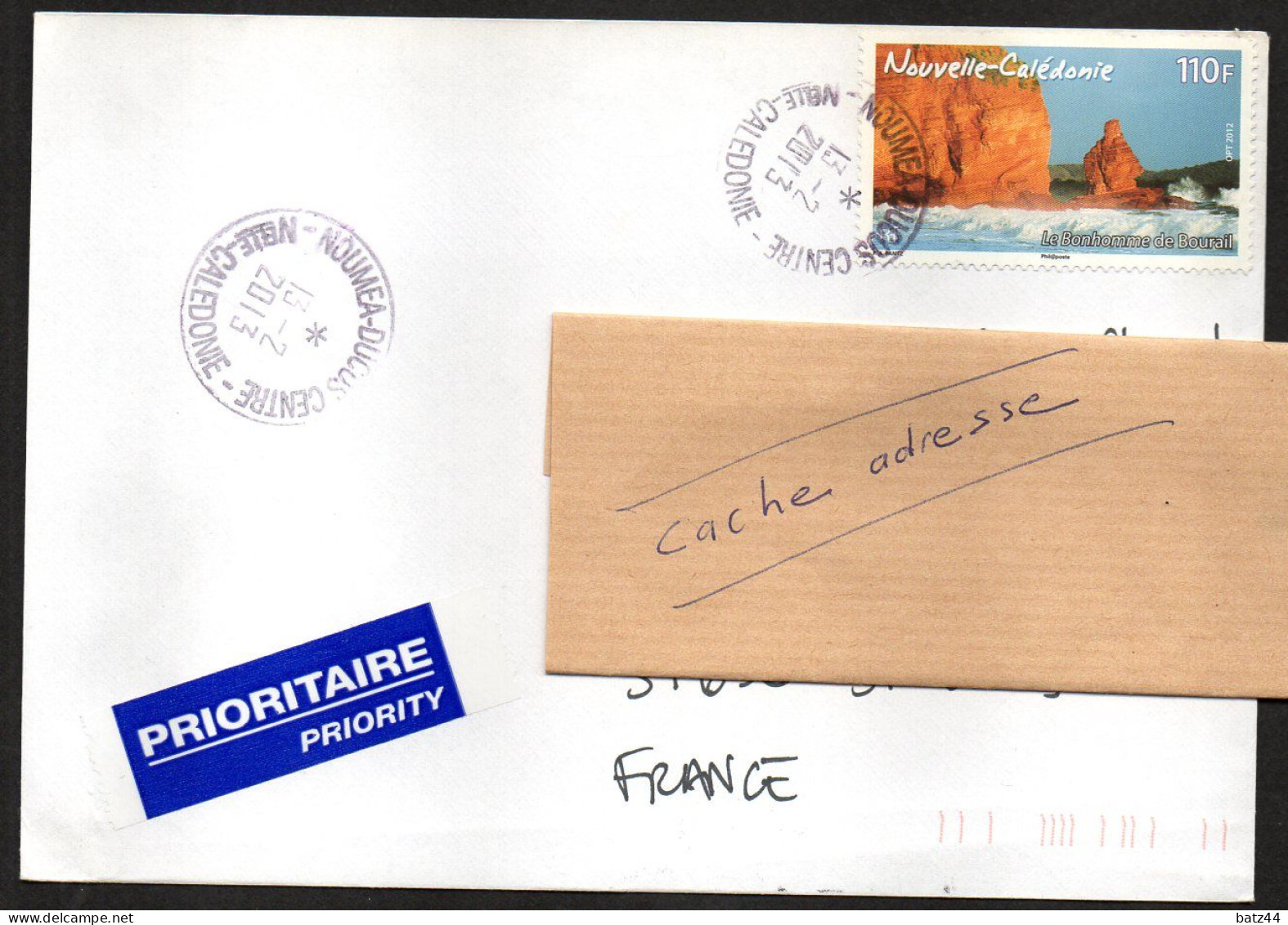 NOUVELLE CALEDONIE  Enveloppe Cover Lettre Nouméa Ducos Centre 13 02 2013 - Storia Postale