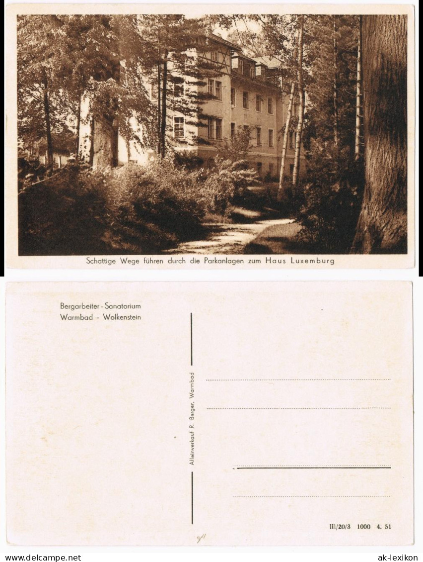 Warmbad-Wolkenstein Bergarbeiter-Sanatorium Zum Haus Luxemburg 1953 - Wolkenstein