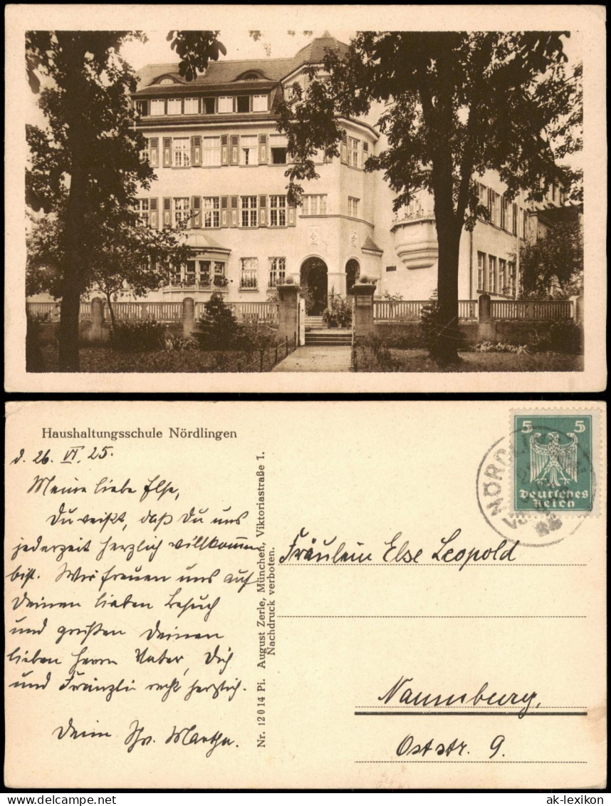 Ansichtskarte Nördlingen Haushaltungsschule 1926 - Noerdlingen