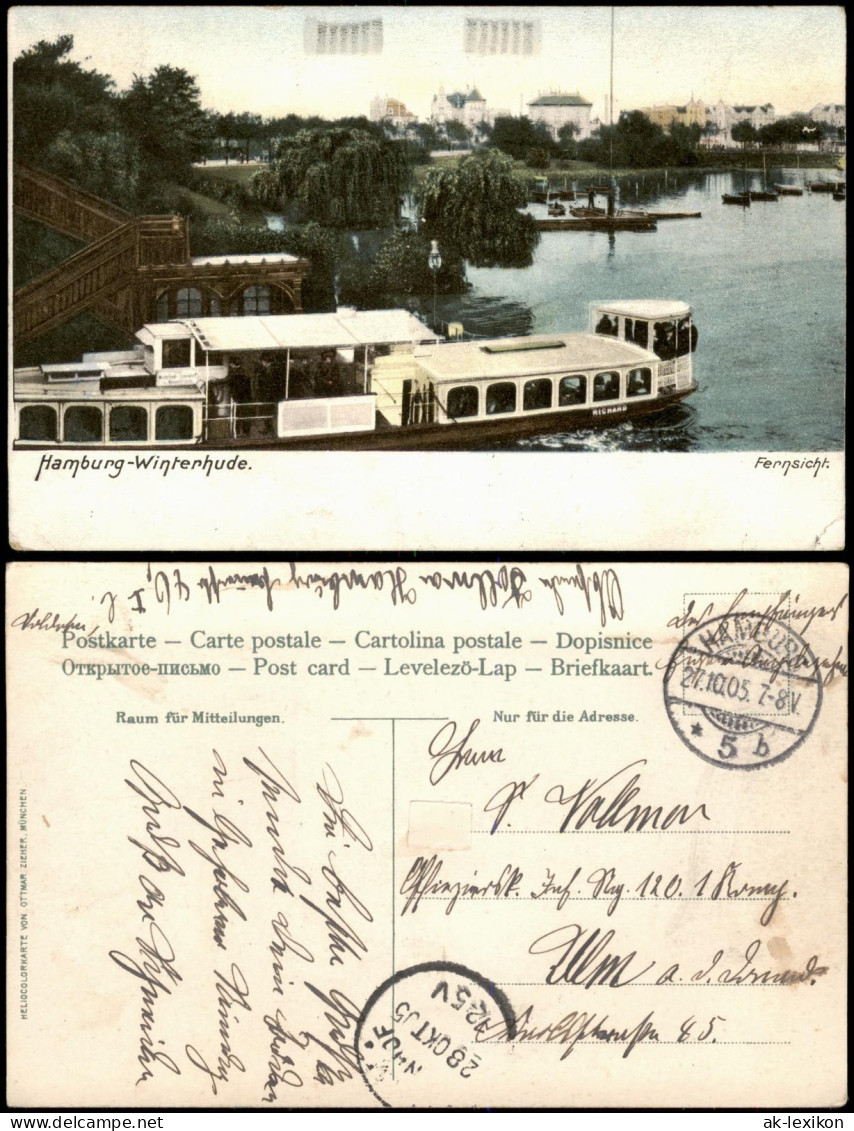 Winterhude (Mühlenkamp)-Hamburg Villen, Holzbrücke - Fähre 1905 - Winterhude