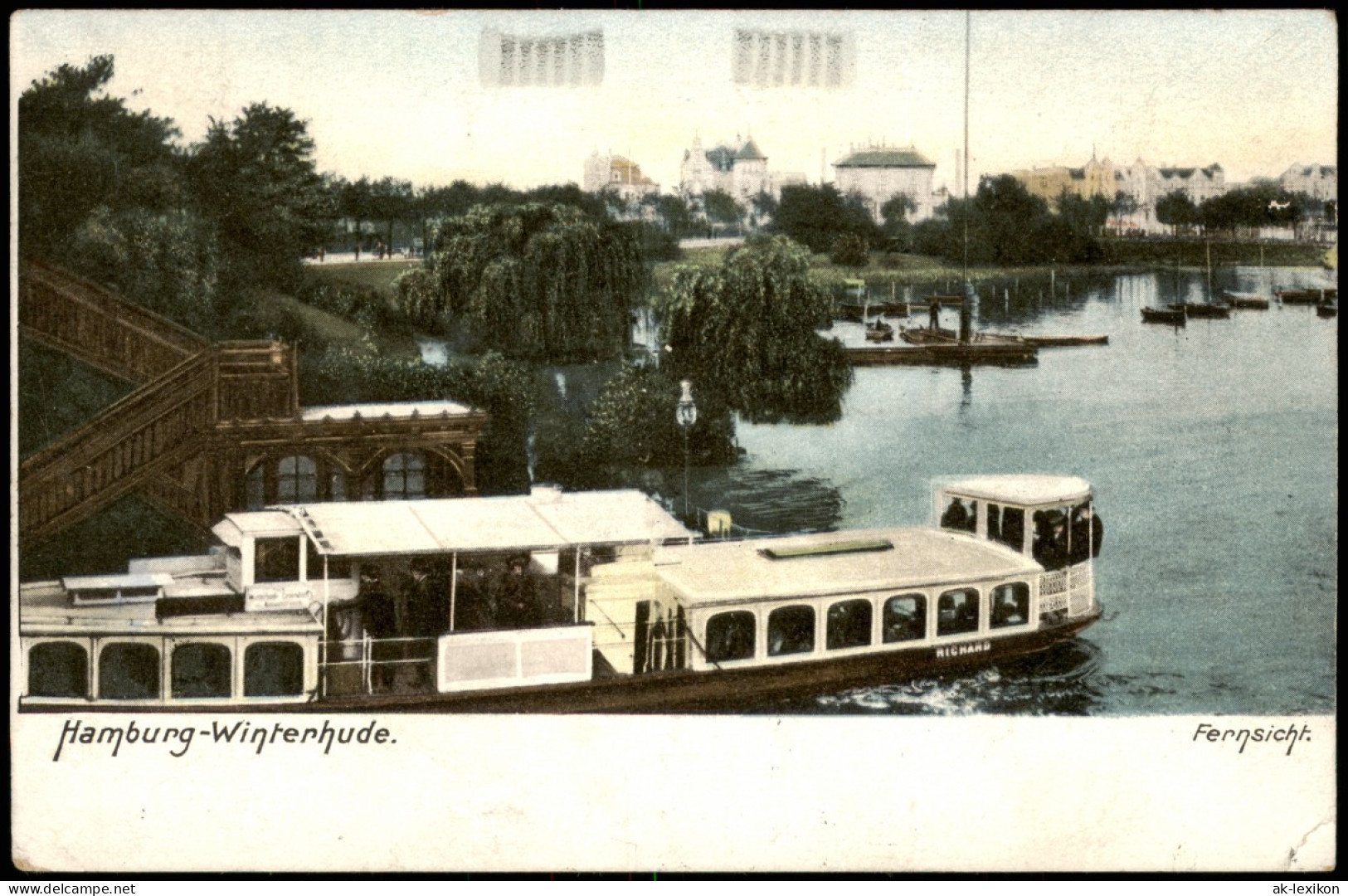 Winterhude (Mühlenkamp)-Hamburg Villen, Holzbrücke - Fähre 1905 - Winterhude