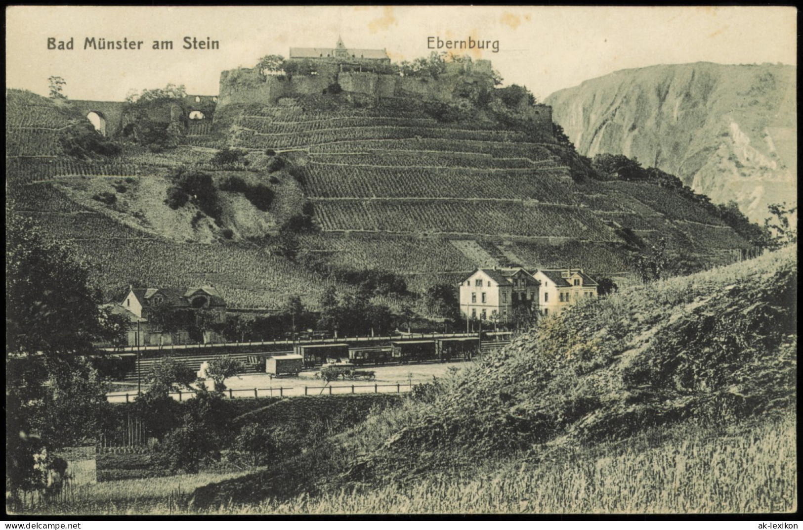 Bad Münster Am Stein-Ebernburg Blick Auf Bahnstrecke Und Ebernburg 1914 - Bad Muenster A. Stein - Ebernburg