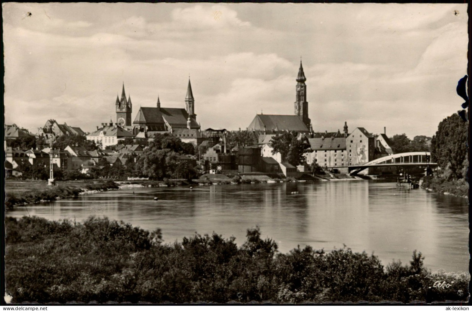 Straubing Panorama-Ansicht Partie Donau 1955   Gelaufen Mit Stempel STRAUBING - Straubing