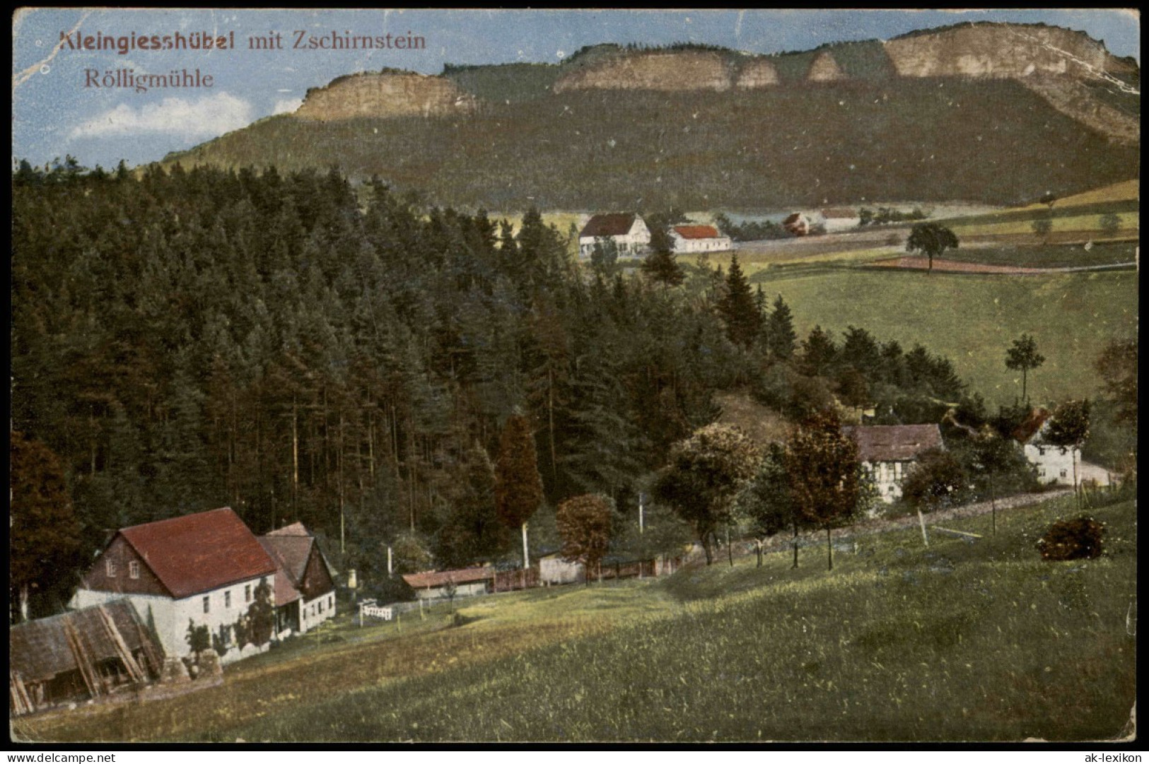 Reinhardtsdorf-Schöna Kleingiesshübel Mit Zschirnstein Röllingmühle 1915 - Schoena