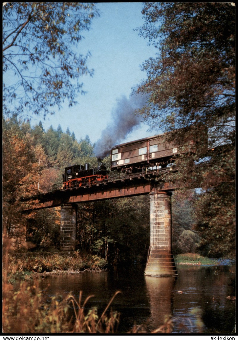 Ansichtskarte Wolkenstein Dampflokomotive - Brücke über Die Zschopau 1963 - Wolkenstein