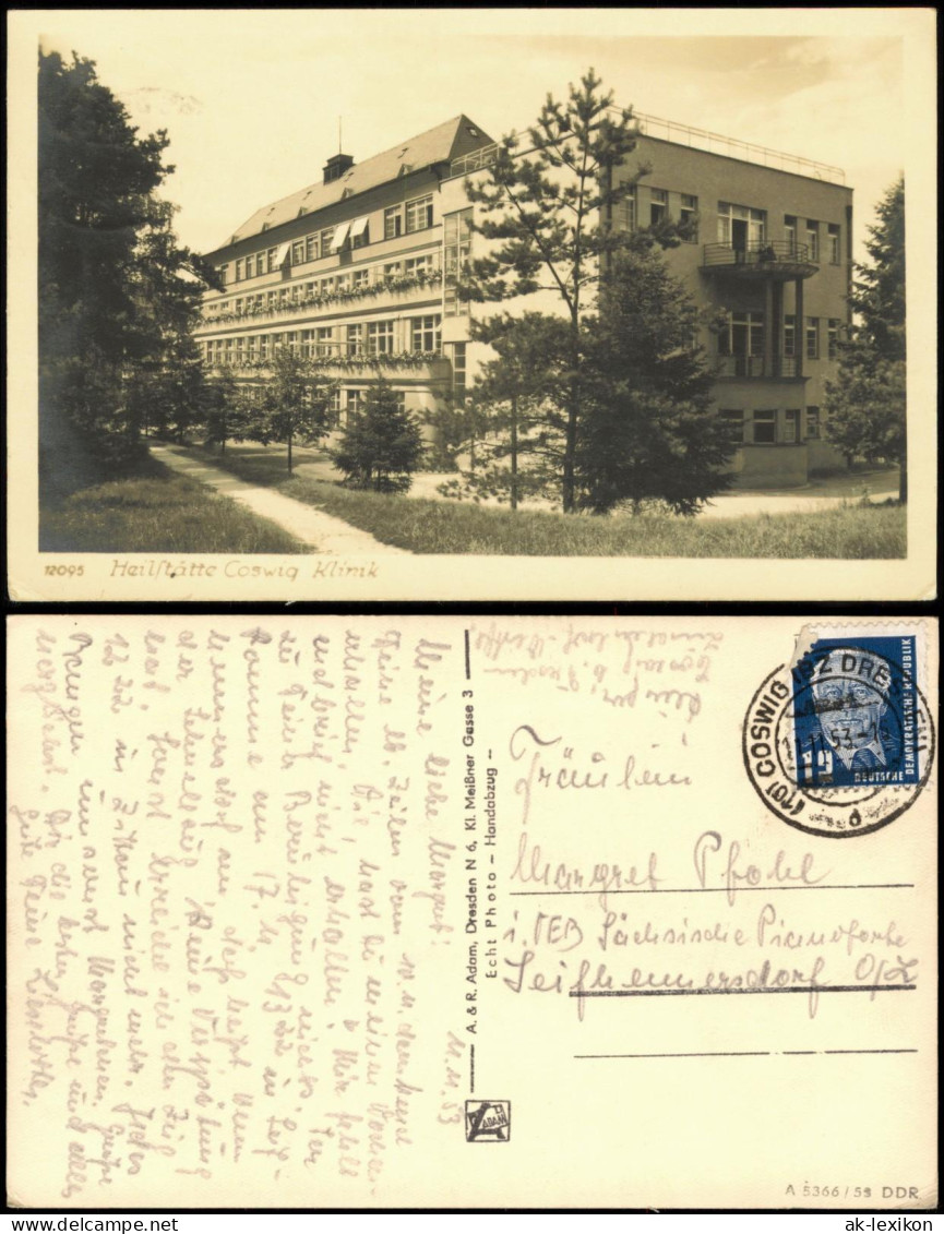 Ansichtskarte Coswig (Sachsen) Klinik 1953 - Coswig