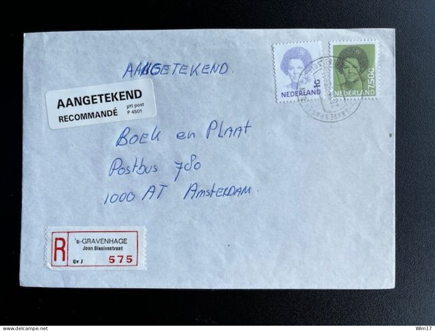 NETHERLANDS 1993 REGISTERED LETTER 'S GRAVENHAGE JOAN BLASIUSSTRAAT TO AMSTERDAM 28-12-1993 NEDERLAND AANGETEKEND - Lettres & Documents