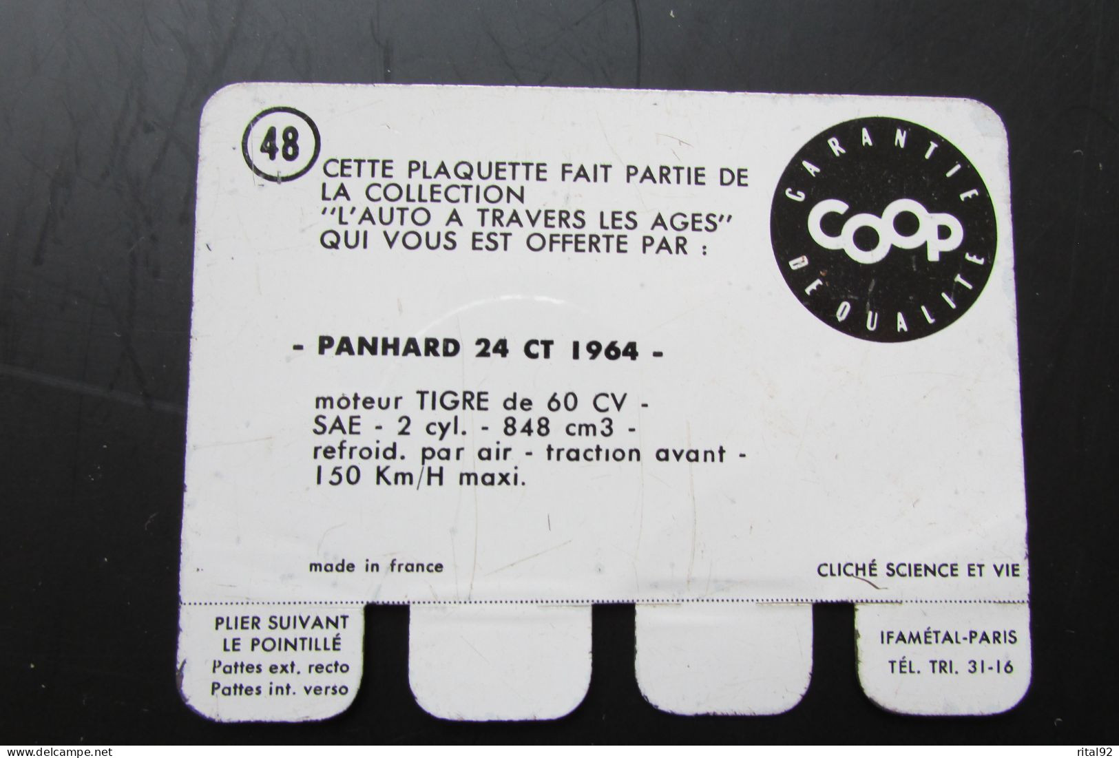 Plaque Publicitaire En Tôle "COOP" Série : "L' AUTO à Travers Les âges" - Placas En Aluminio (desde 1961)