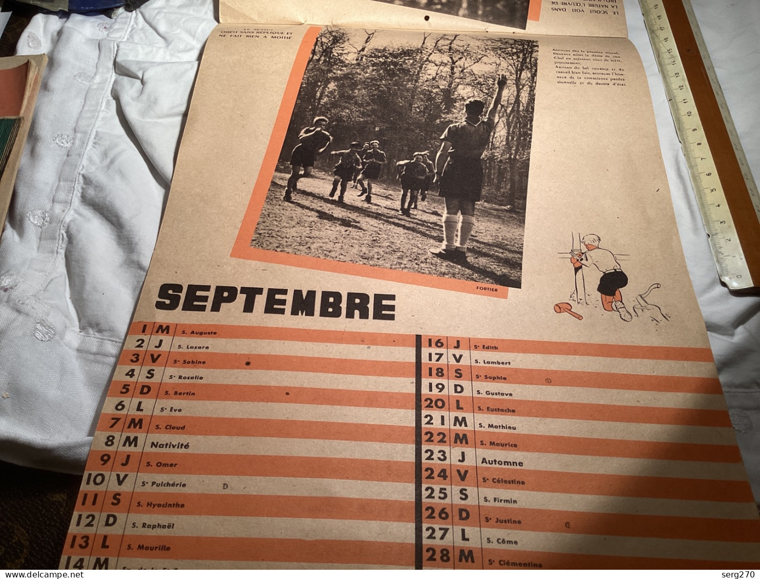 calendrier des scouts de France 1948 le scout, met son honneur photo d’enfants scouts de France rare