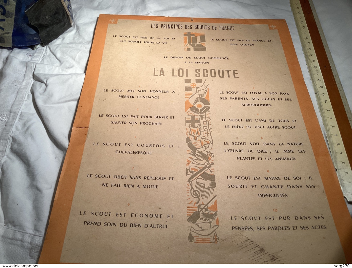 calendrier des scouts de France 1948 le scout, met son honneur photo d’enfants scouts de France rare