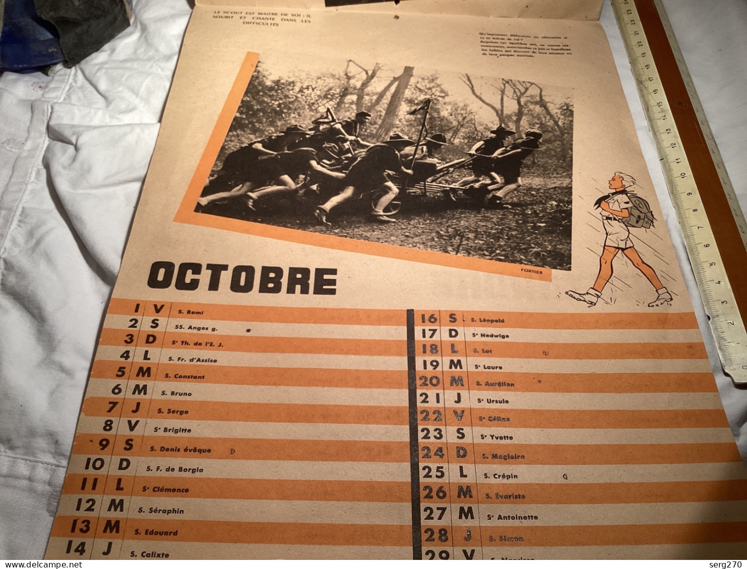 calendrier des scouts de France 1948 le scout, met son honneur photo d’enfants scouts de France rare