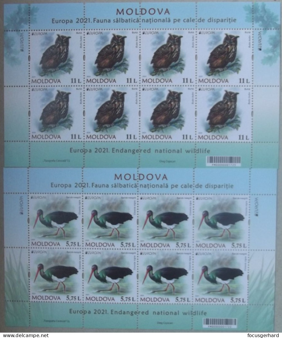 Moldawien  KLB   Europa Cept   Gefährdete Nationale Tierwelt   2021    ** - 2021