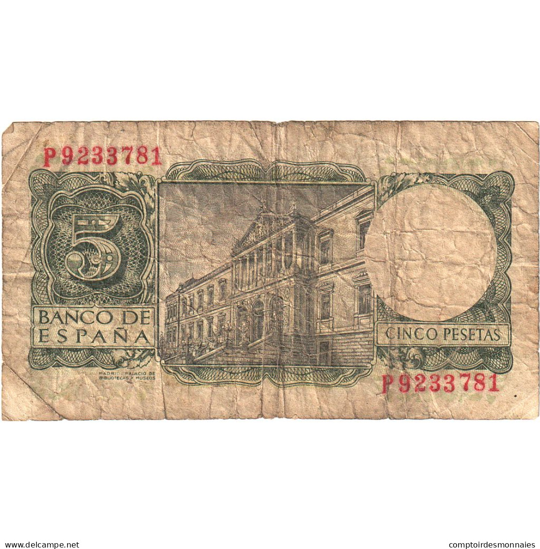 Billet, Espagne, 5 Pesetas, 1954, 1954-07-22, KM:146a, B - 5 Pesetas