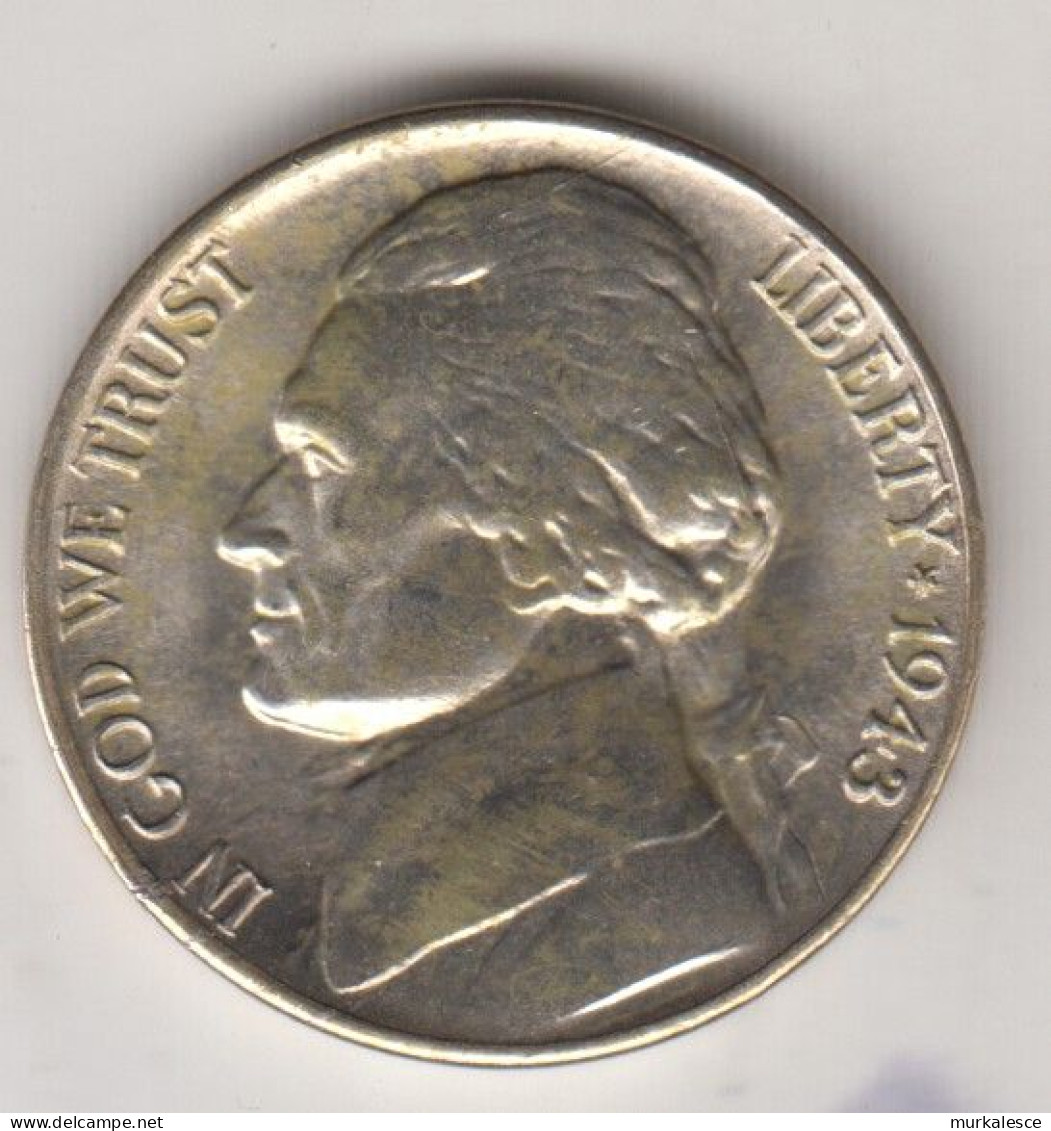 7317---USA     FIVE  CENTS   1943  --D---FDC  ERROR  NIPPLE - 1938-…: Jefferson