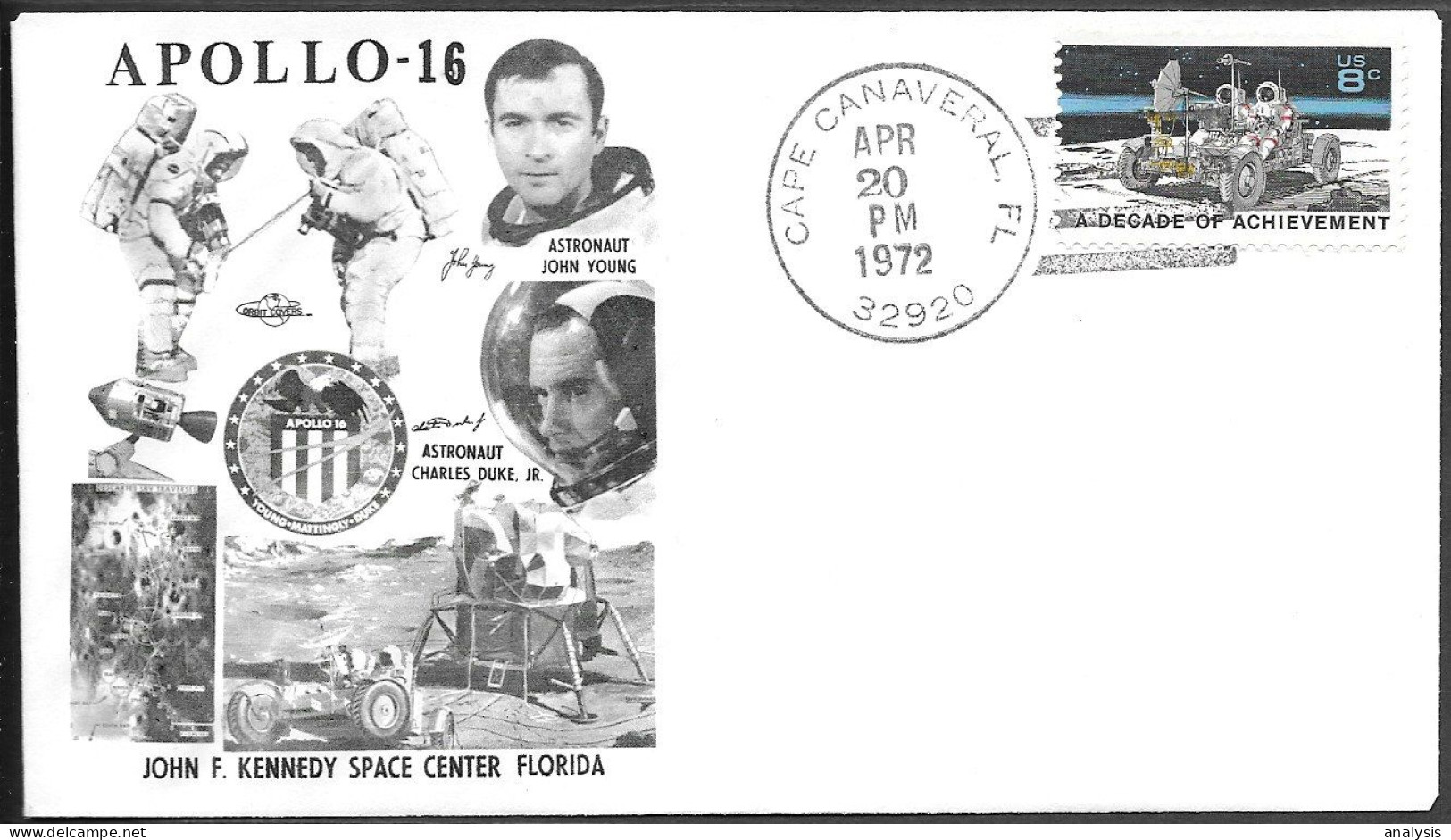 US Space Cover 1972. "Apollo 16" Moon Landing - Stati Uniti