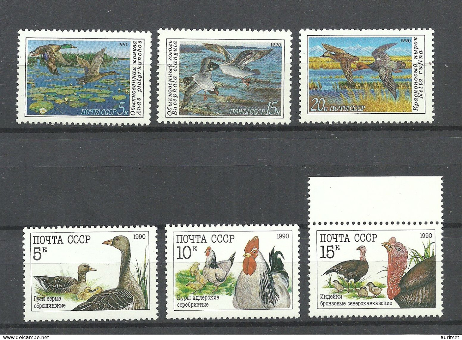 RUSSLAND RUSSIA 1990 Michel 6099 - 6104 MNH Birds Vögel Enten Hühner - Entenvögel