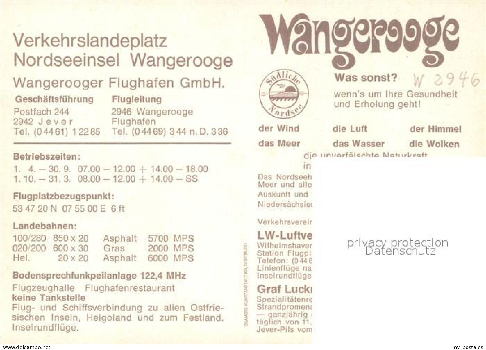 73084063 Wangerooge Nordseebad Fliegeraufnahme Verkehrslandeplatz Wangerooge - Wangerooge