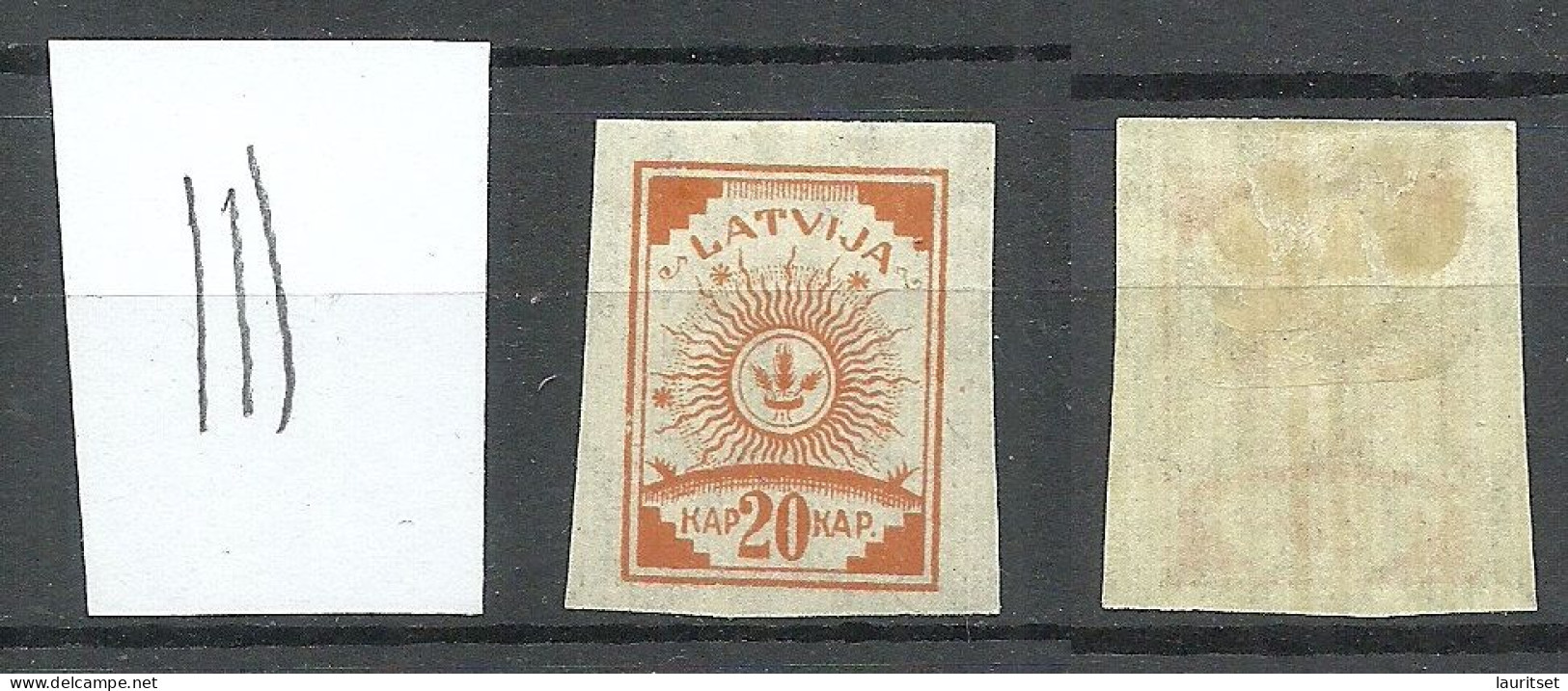 Lettland Latvia 1919 Michel 19 Y Senkrecht Geriffeltes Papier Vertically Ribbed Paper * - Lettland