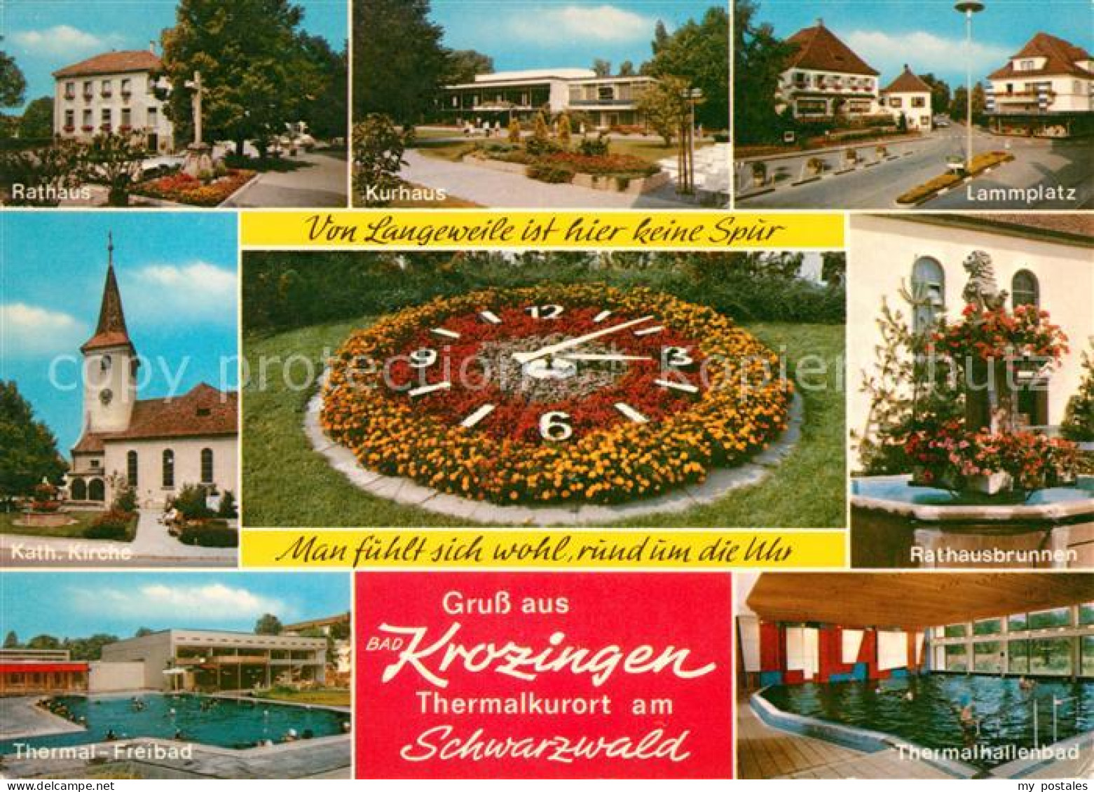 73083449 Krozingen Bad Rathaus Lammplatz Kurhaus Katholische Kirche Blumenuhr Br - Bad Krozingen