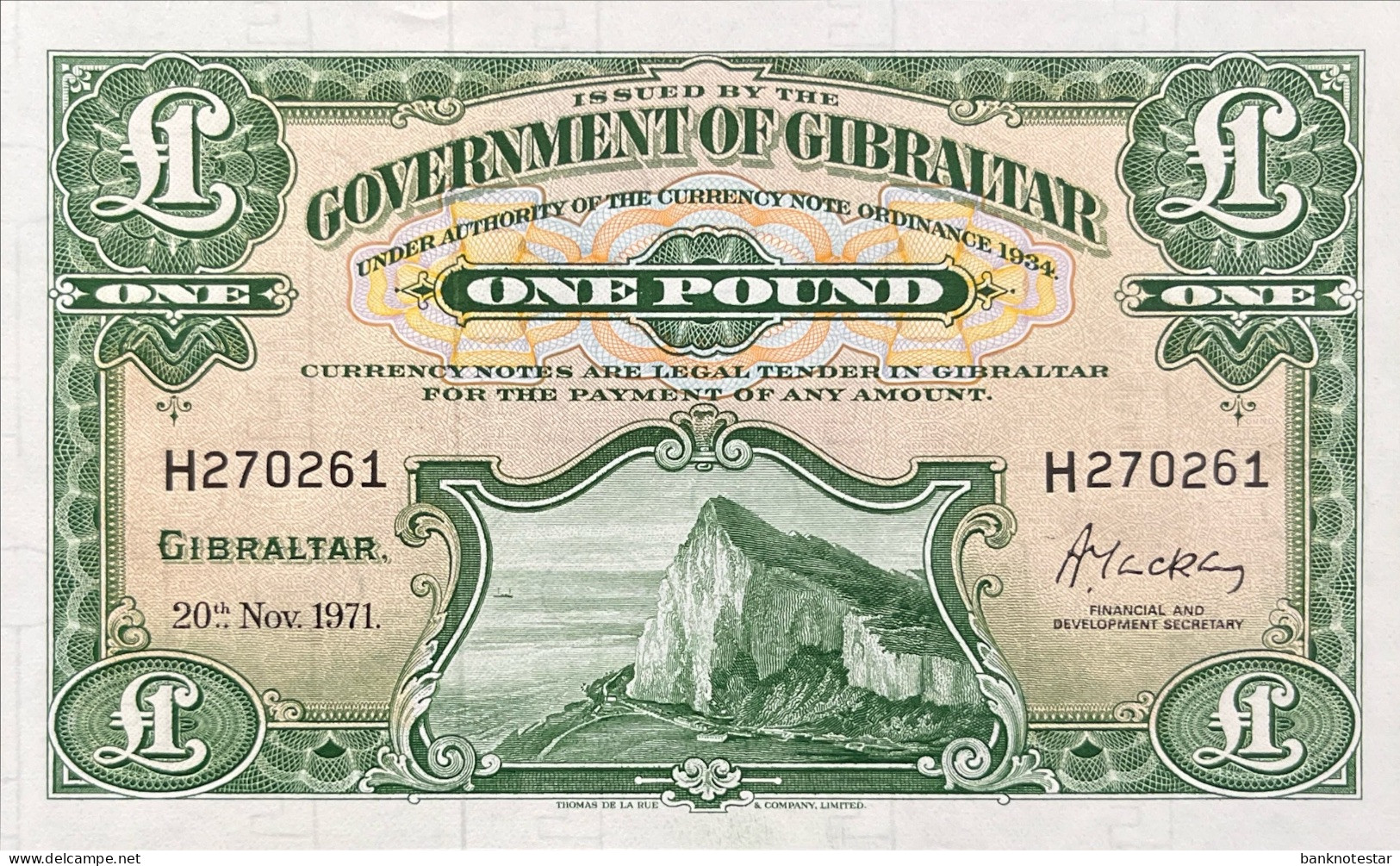 Gibraltar 1 Pound, P-18b (20.11.1971) - UNC - Gibraltar