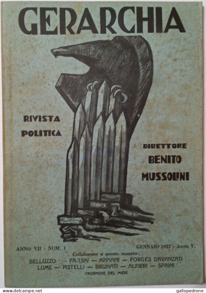 GERARCHIA. Rivista Politica. Direttore: Benito Mussolini. Anno VII. 1927; Numero 1, Gennaio 1927. - Weltkrieg 1939-45