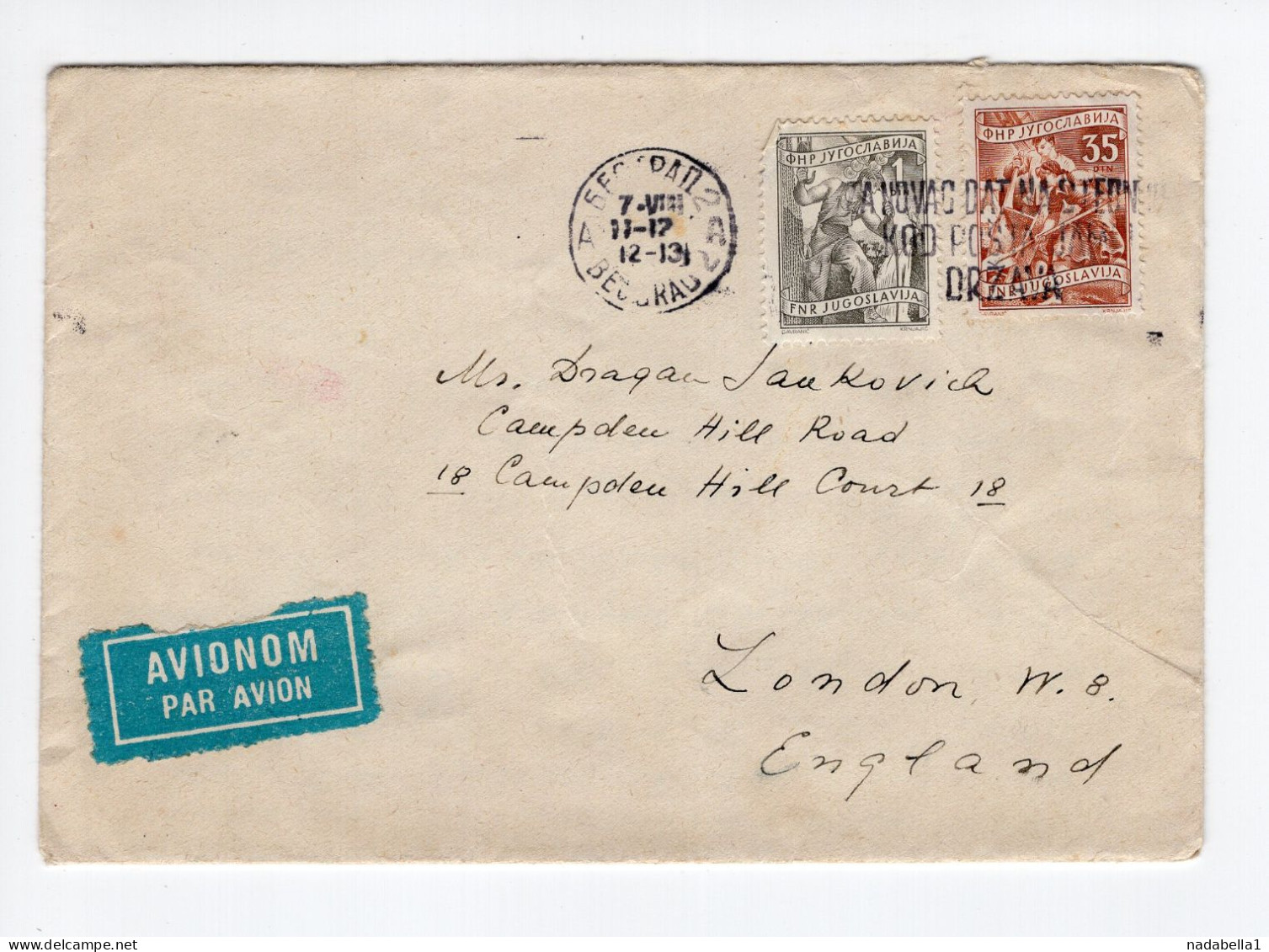 1957. YUGOSLAVIA,SERBIA,BELGRADE,AIRMAIL COVER TO LONDON,GREAT BRITAIN,LETTER INSIDE - Poste Aérienne