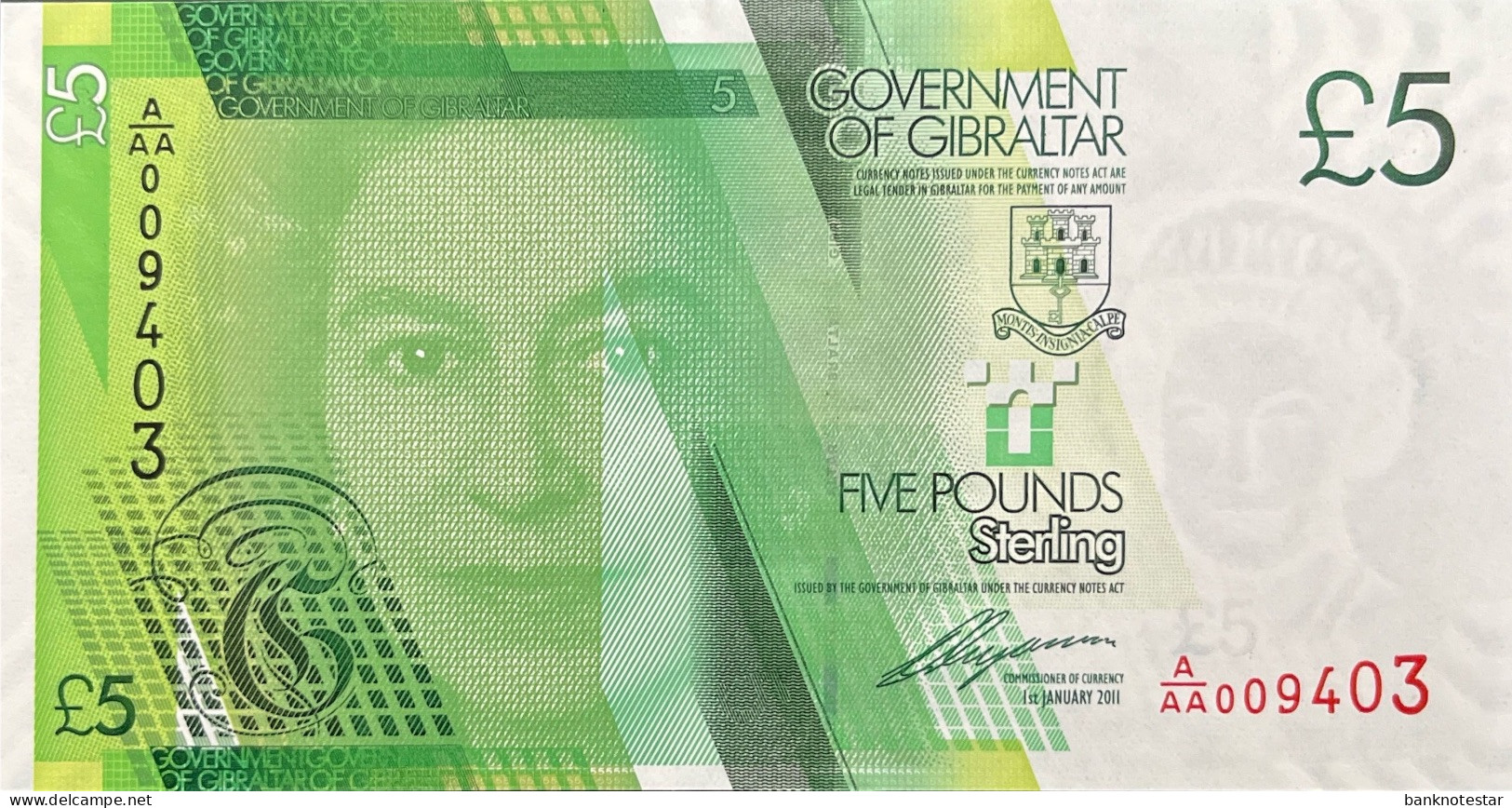 Gibraltar 5 Pounds, P-35 (1.1.2011) - UNC - Gibraltar