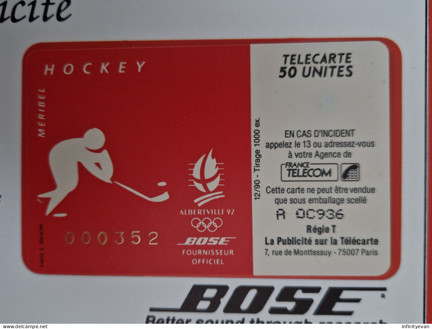 D481 - PRIVEE BOSE HOCKEY NEUVE COTE 80E - Privat