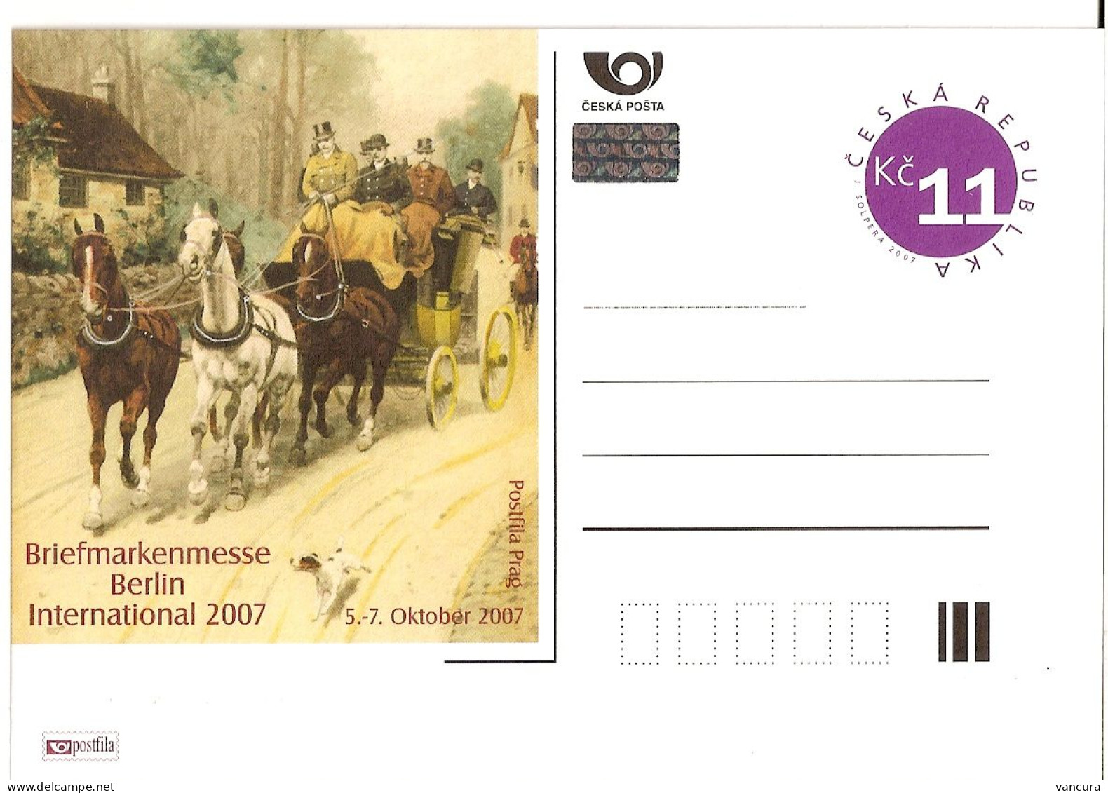 CDV A 149 Czech Republic Berlin Stamp Exhibition 2007 Coach Horse - Cartes Postales