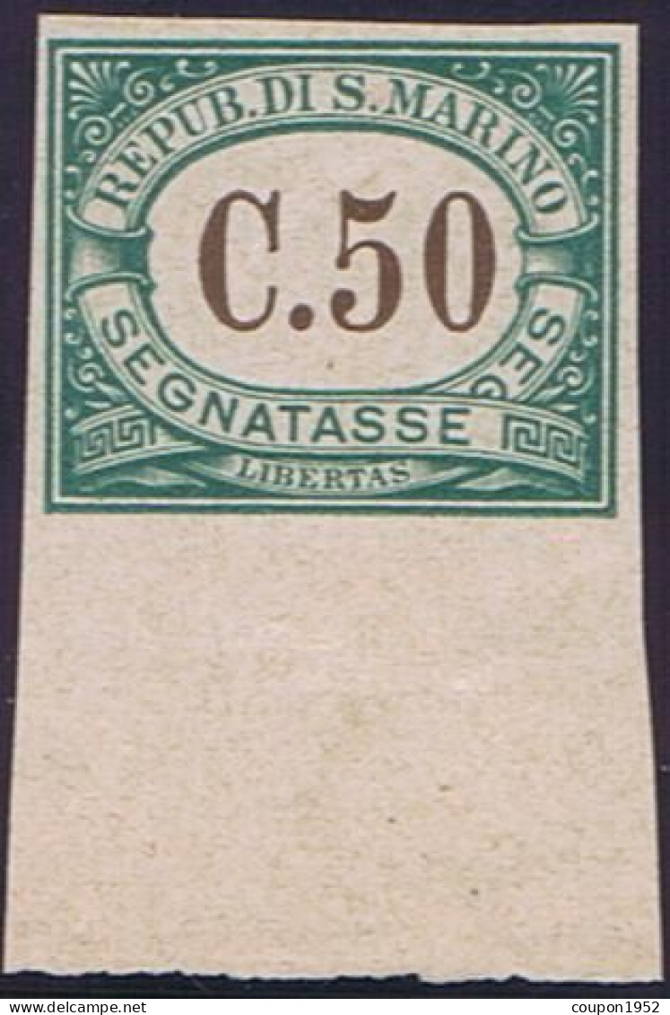 S. Marino 1897 (sm14) Segnatasse 50c. Sass. P4, Cat. 280,00. Prova Di Macchina Su Carta Grigiastra Senza Filigrana, Bord - Neufs