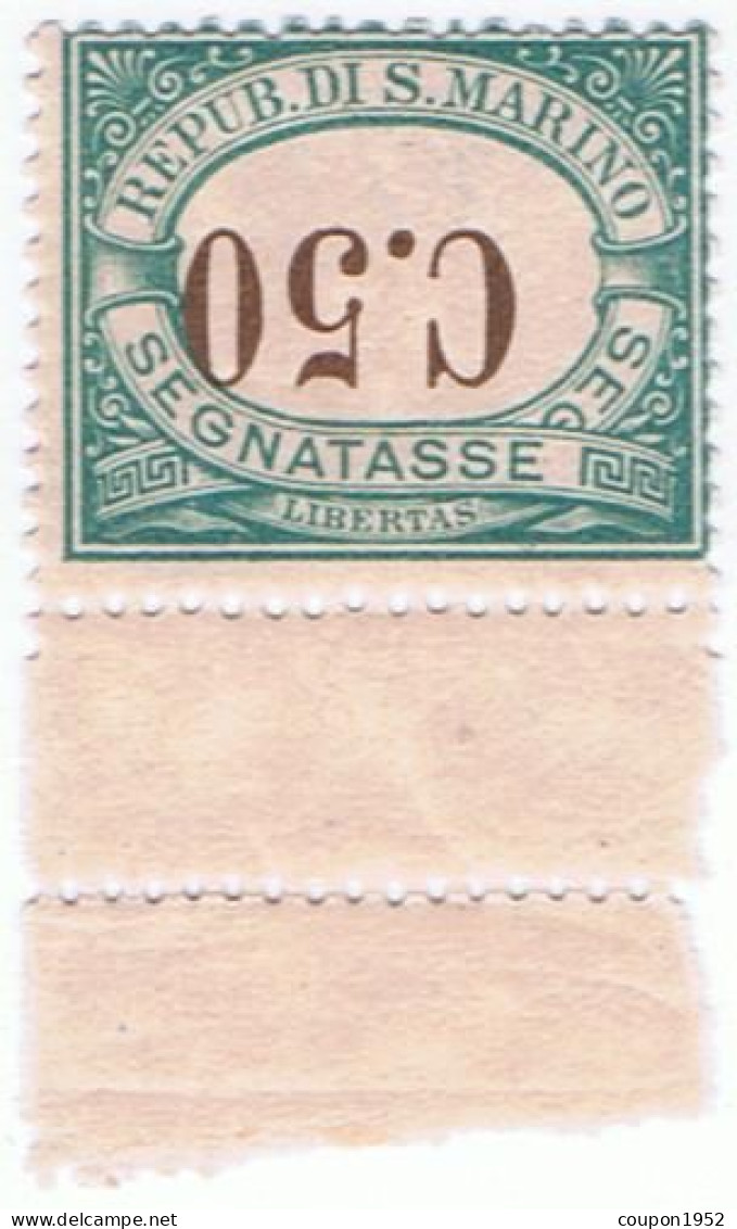 S. Marino San Marino 1897 (sm17) Segnatasse 50c Con Cifra Capovolta. Bdf In Basso Completo E Gomma Integra. Ottima Quali - Nuovi