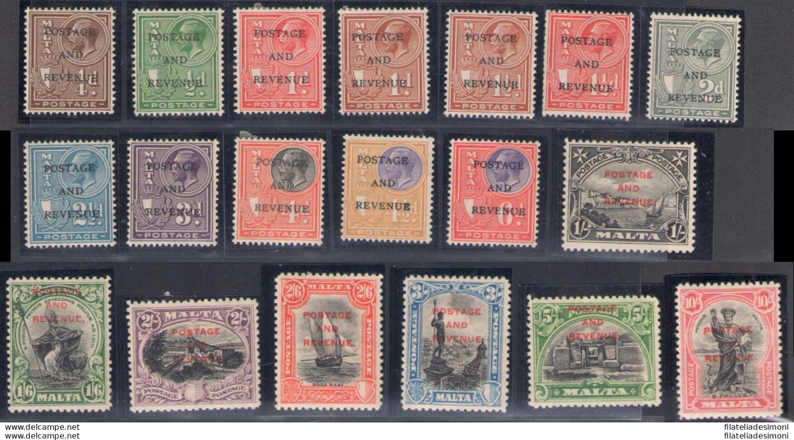 1926 MALTA - Effigie Di Re Giorgio V E Vedute , Soprastampati "Postage And Reven - Otros & Sin Clasificación