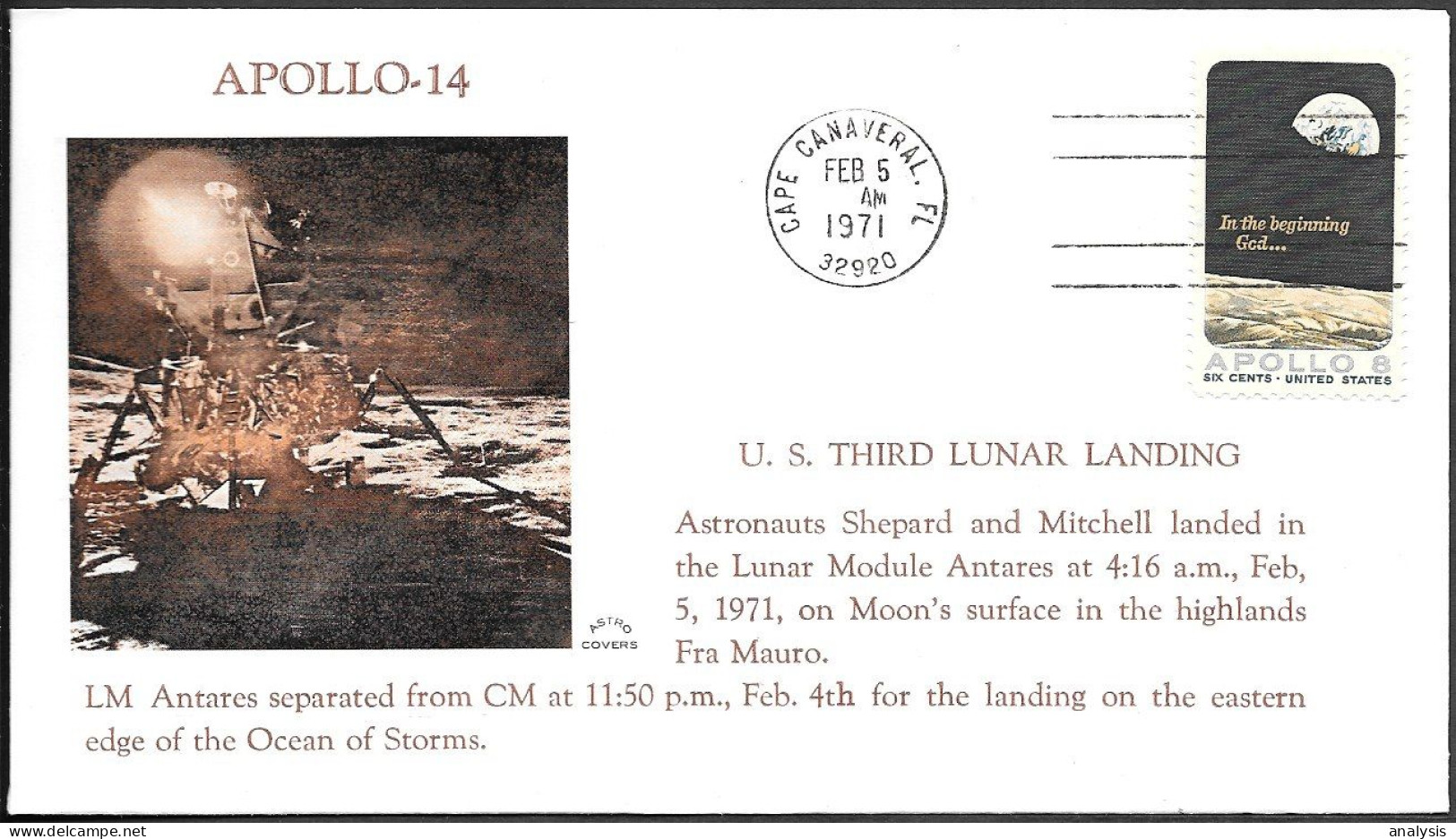 US Space Cover 1971. "Apollo 14" Moon Landing ##03 - Stati Uniti