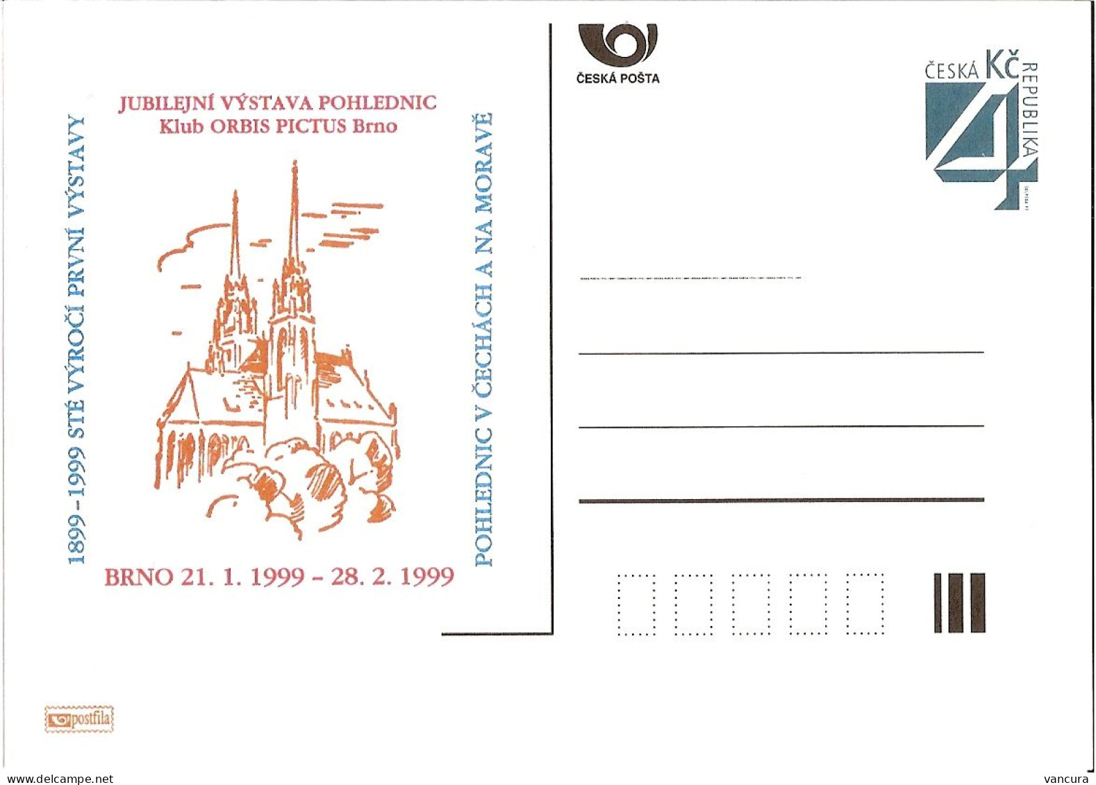 CDV B 130 Czech Republic Orbis Pictus Picture Postcards Club 1999 St Peter's Church Brünn - Cartes Postales