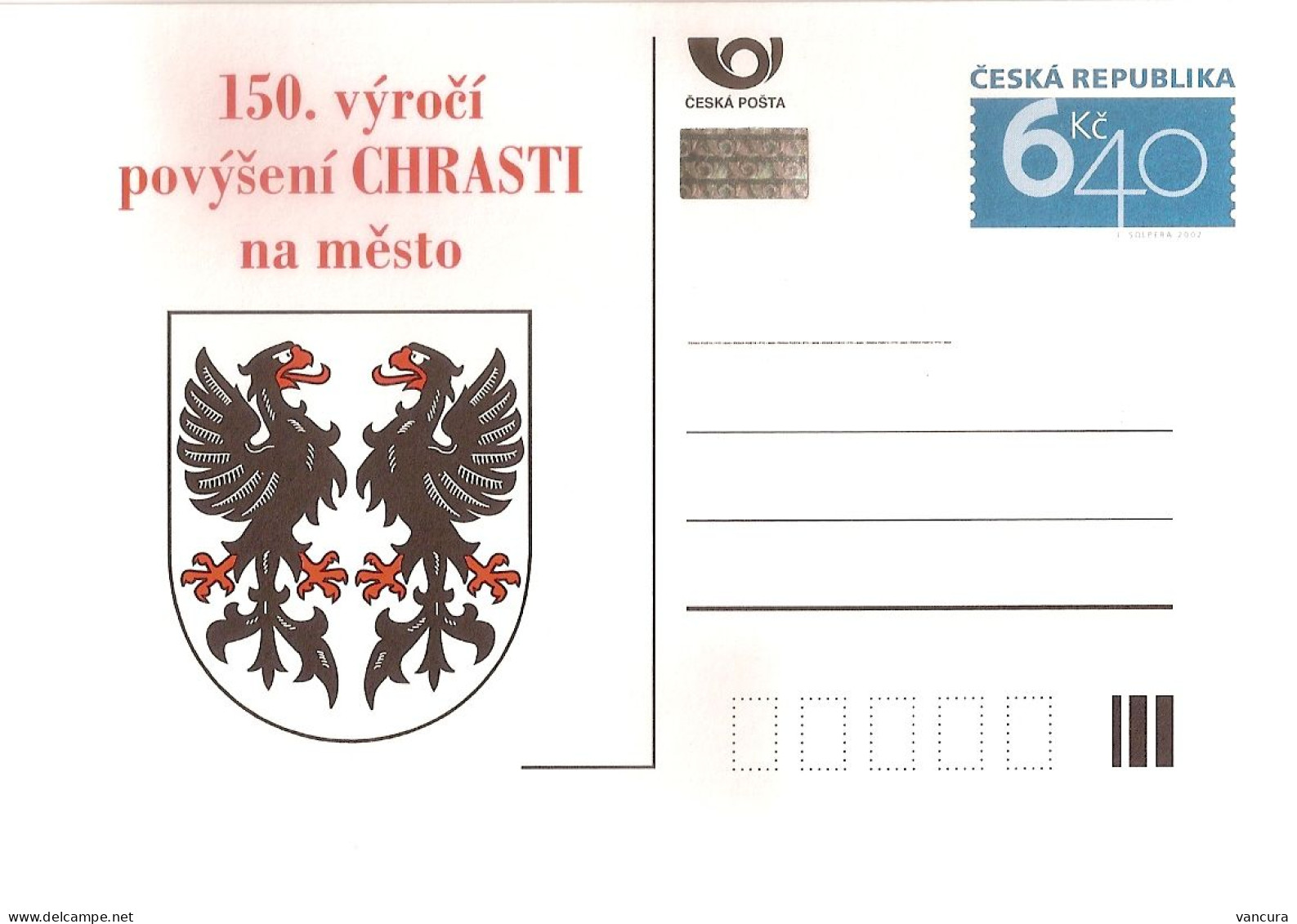 CDV B 450 Czech Republic 150th Anniversary Of The Town Of Chrast 2003 NOTICE POOR SCAN, BUT THE CARD IS FINE! - Postcards