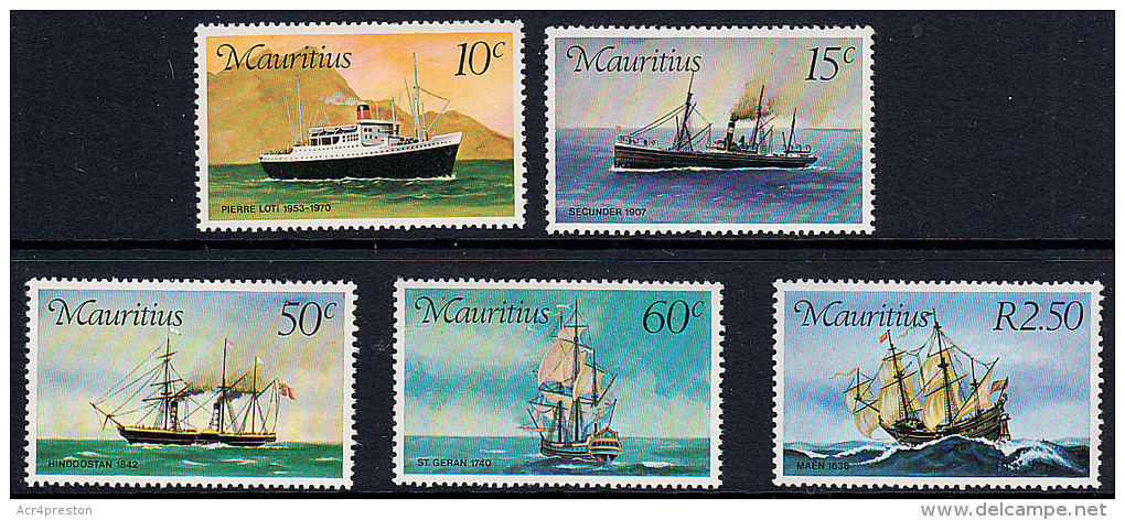 D5020 MAURITIUS 1976, SG 501-5  Mail Carriers (boats, Ships)  MNH - Mauricio (1968-...)