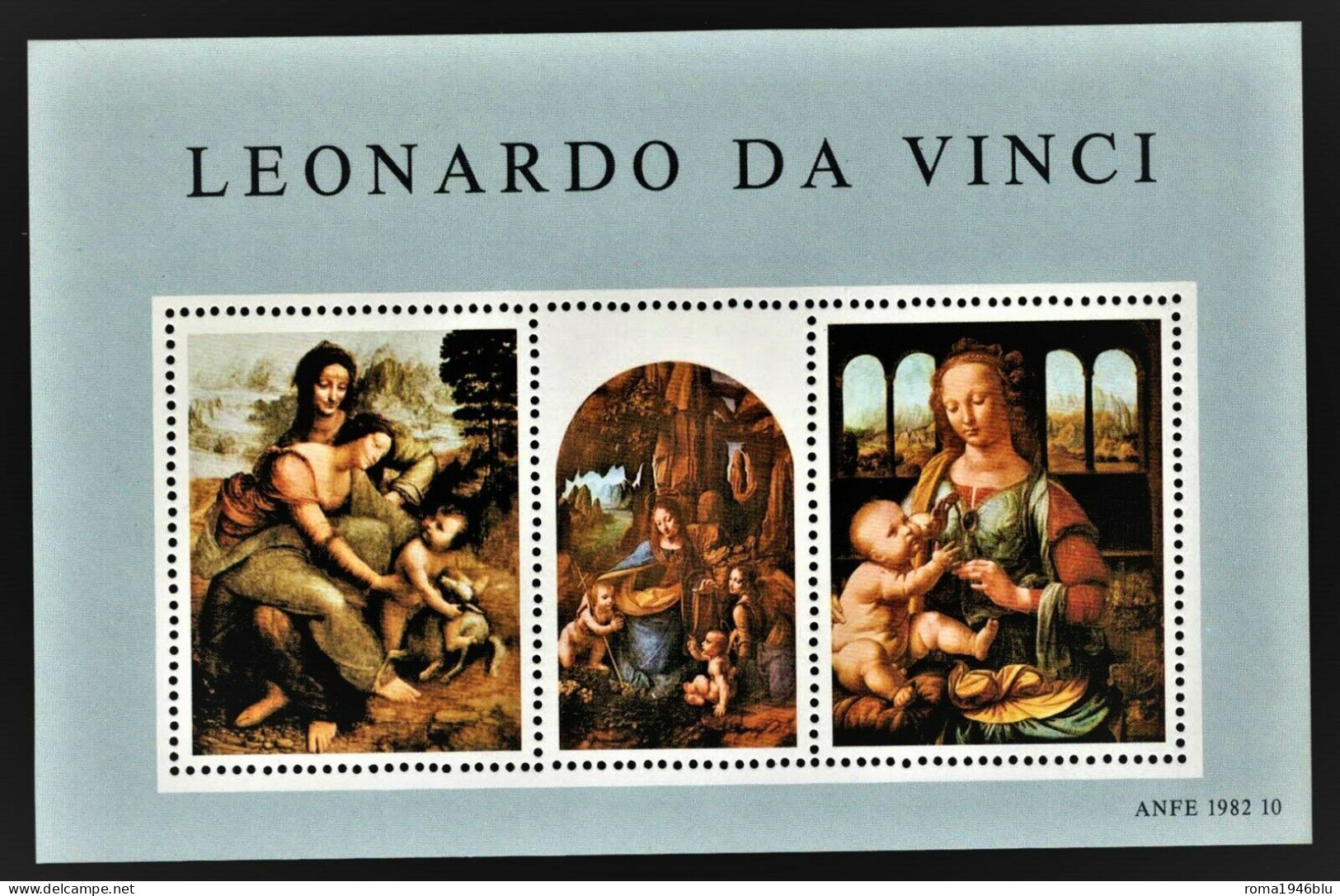 1982 LEONARDO DA VINCI FOGLIETTO ANFE 1982 10 ERINNOFILO - Erinnofilia