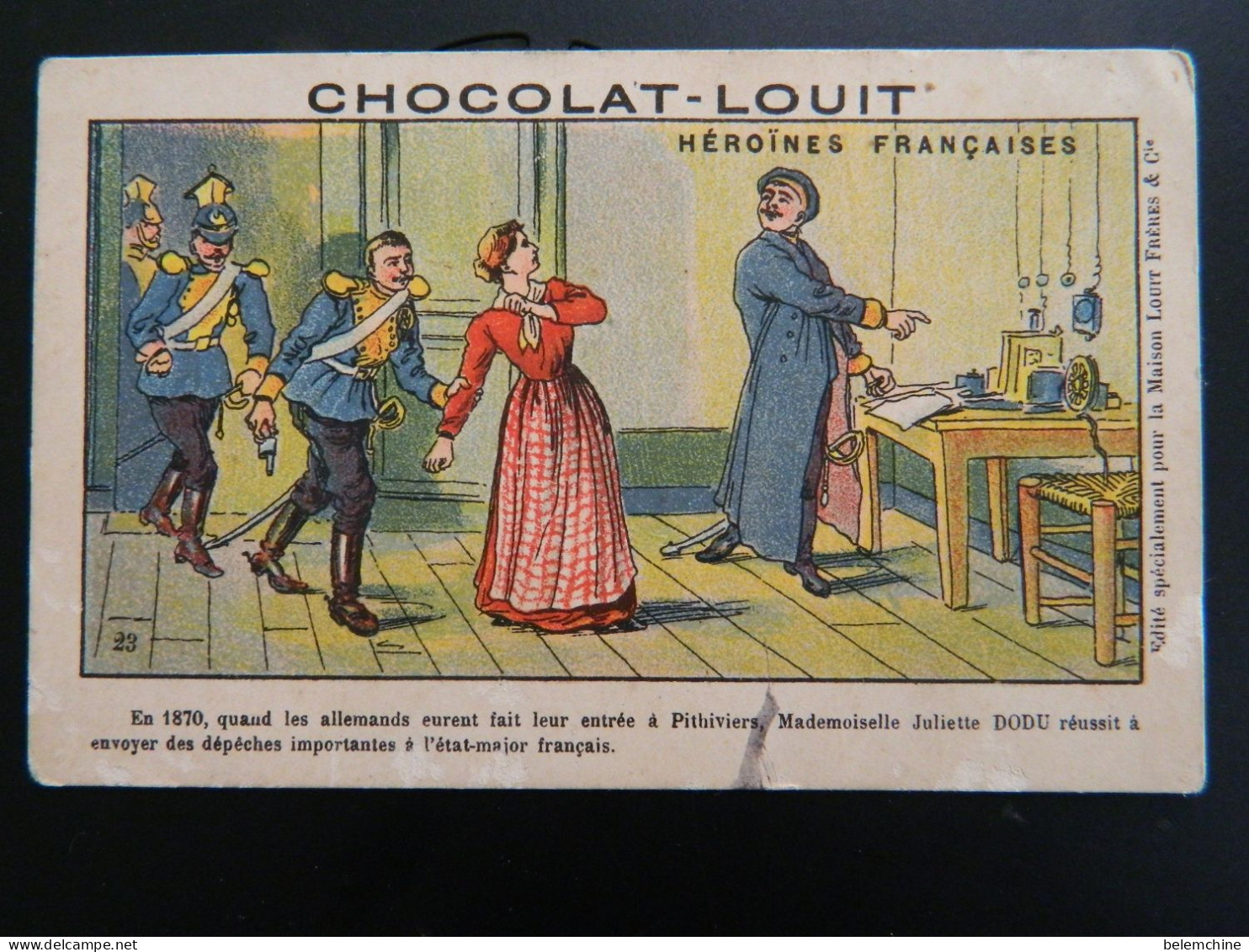 CHROMO      CHOCOLAT LOUIT      ( 10,7   X  6,8  Cms)   HEROINES FRANCAISES     MADEMOISELLE JUDITH DODU - Louit