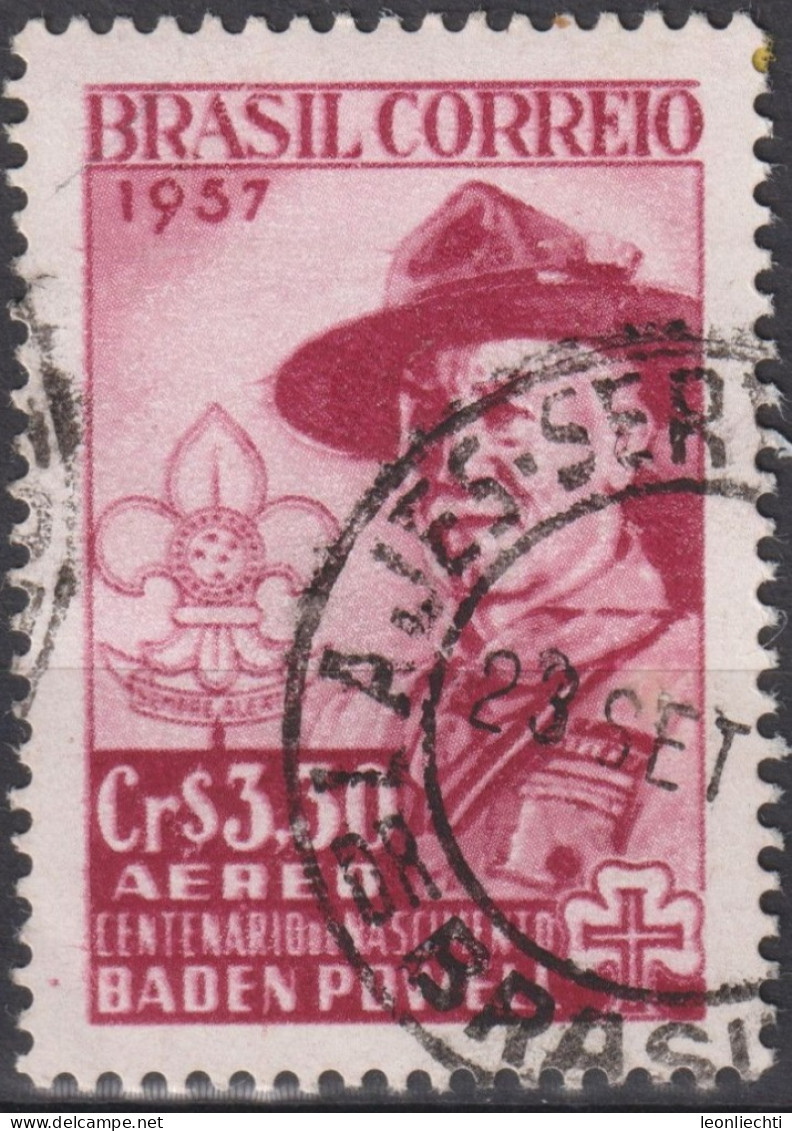 1957 Brasilien ° Mi:BR 913, Sn:BR C87, Yt:BR PA75, Centenary Of The Birth Of Lord Baden-Powell, Pfadfinder - Oblitérés