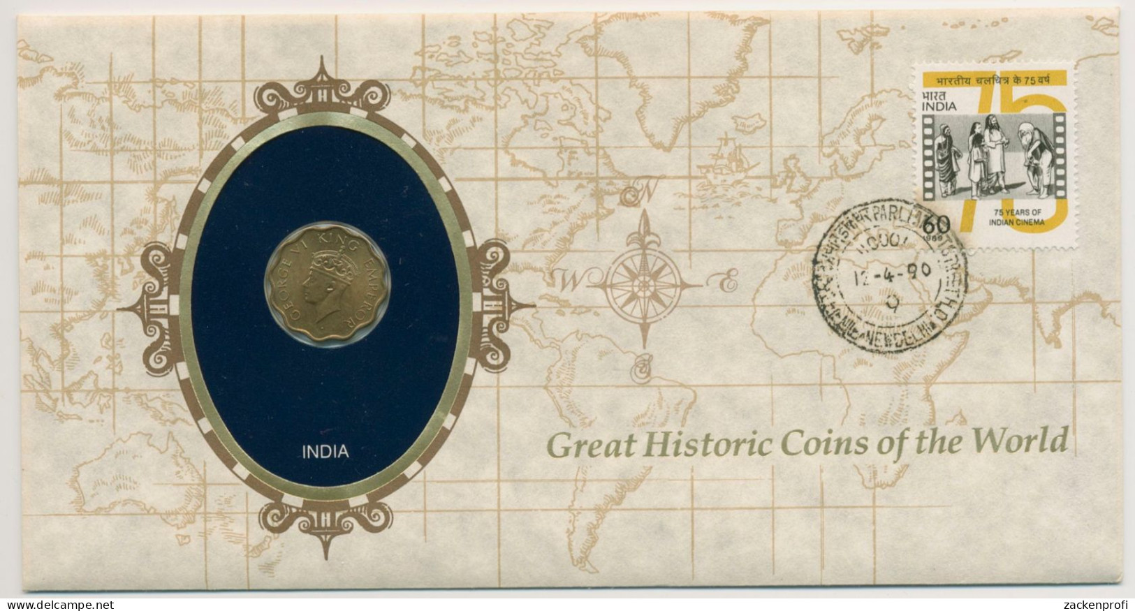 Indien 1990 Historische Münzen Numisbrief 1 Anna (N503) - Kolonies