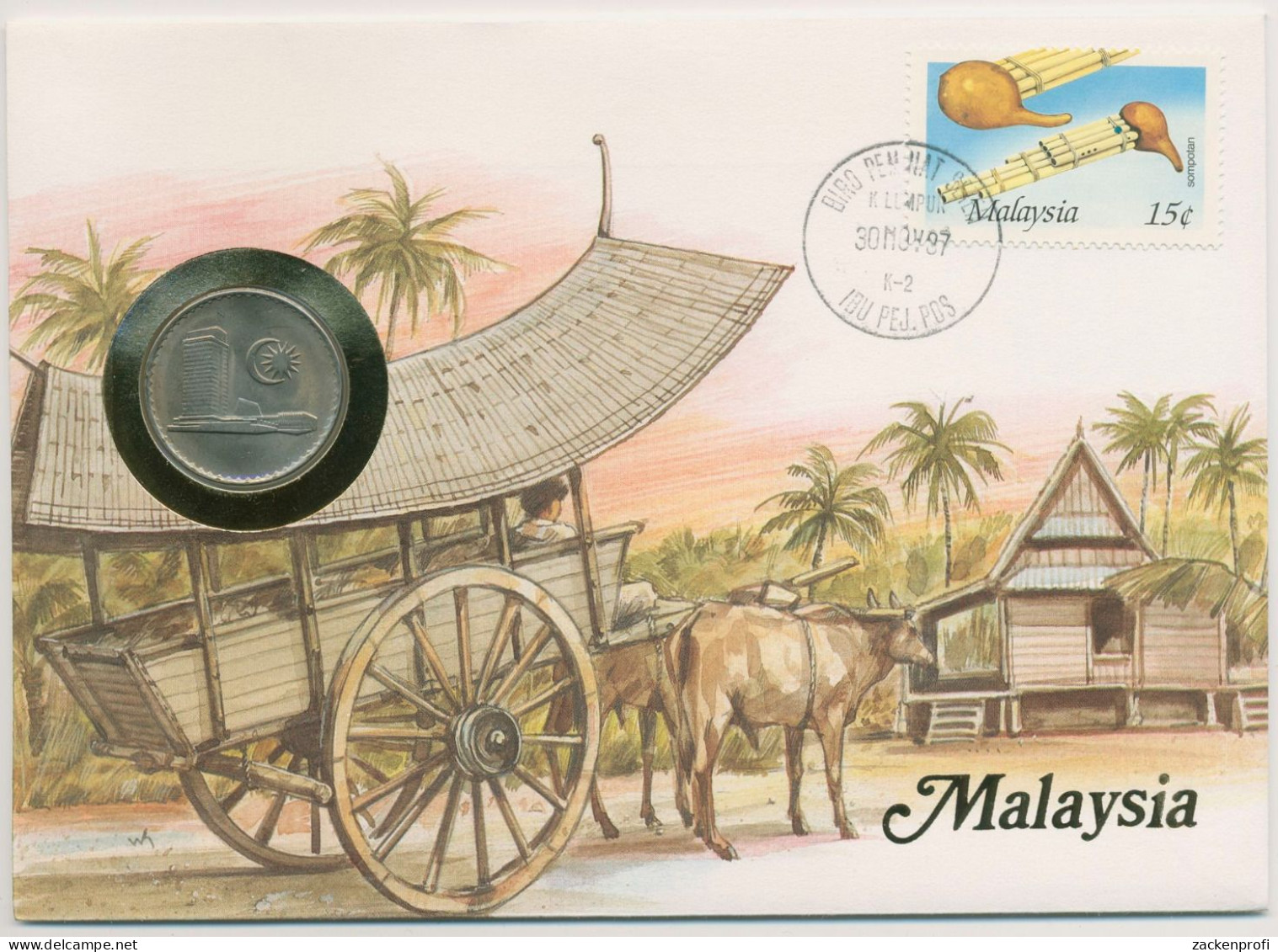 Malaysia 1987 Ochsengespann Numisbrief 50 Sen (N516) - Malaysia