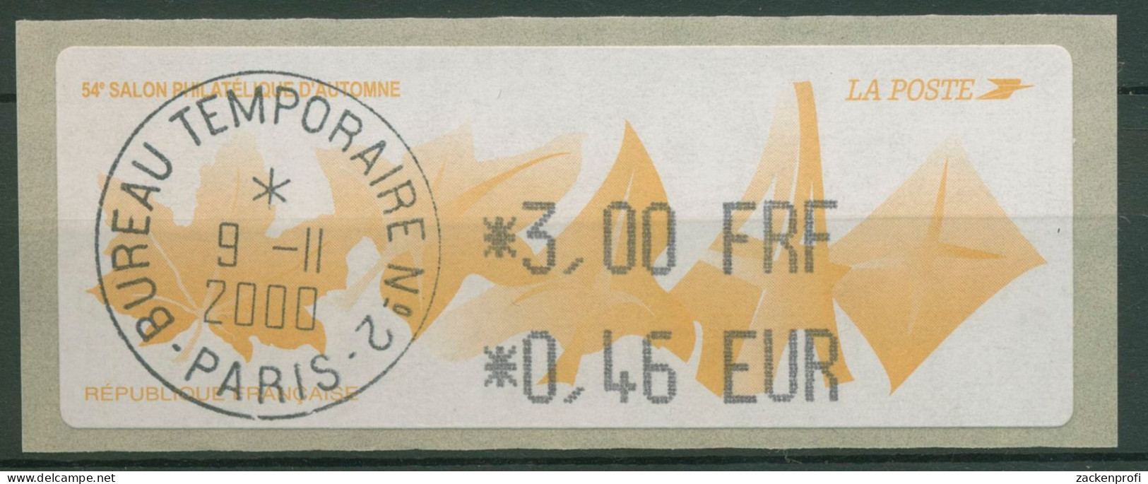 Frankreich 2000 Automatenmarken Herbstsalon Paris ATM 19 Gestempelt - 1999-2009 Illustrated Franking Labels