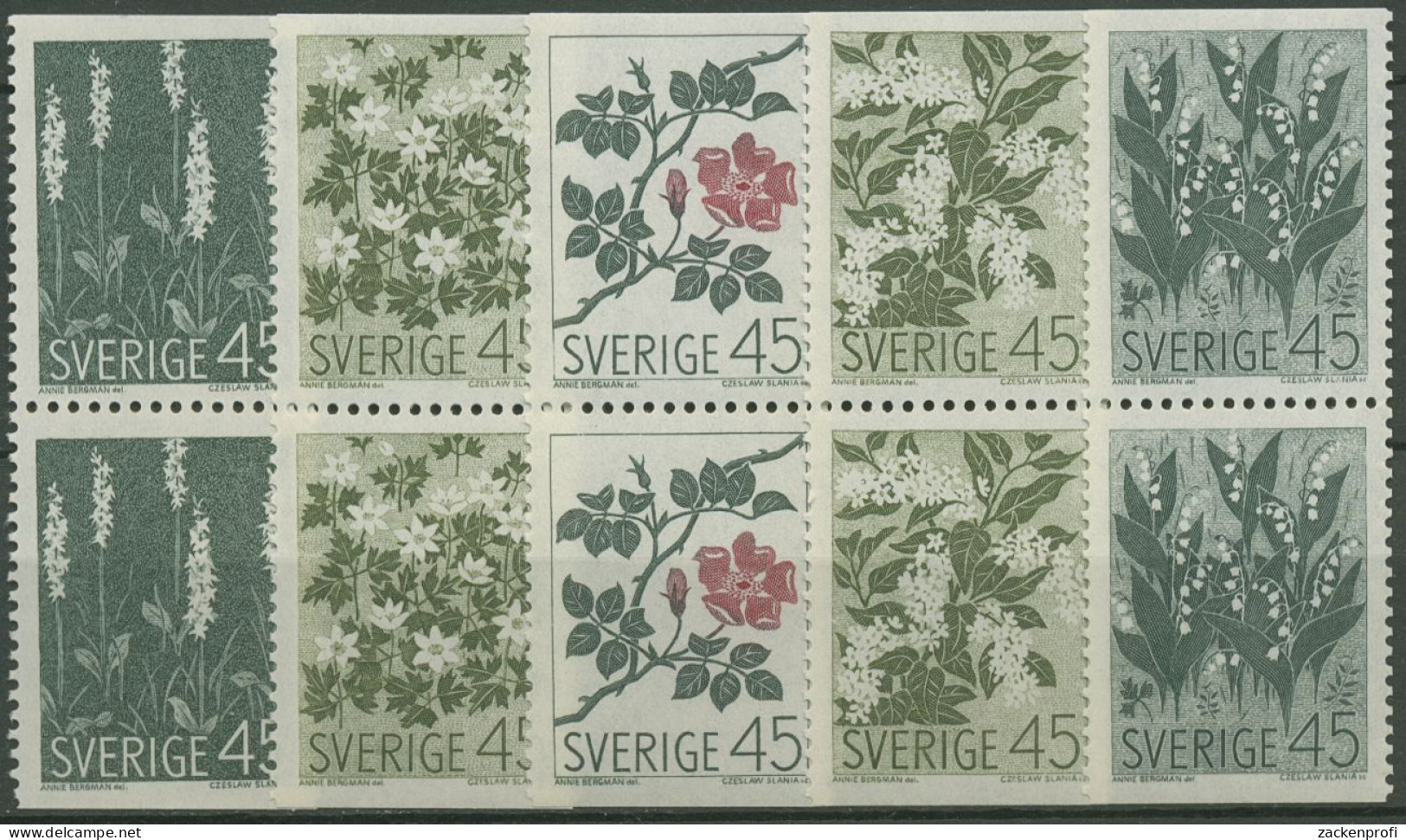 Schweden 1968 Pflanzen Blumen 607/11 Do/Du Paare Postfrisch - Nuevos