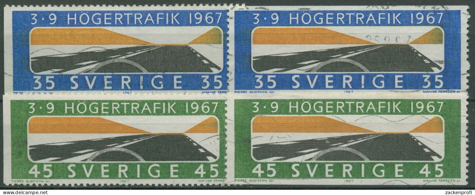 Schweden 1967 Verkehr Verkehrsführung Rechtsverkehr 588/89 Gestempelt - Gebraucht