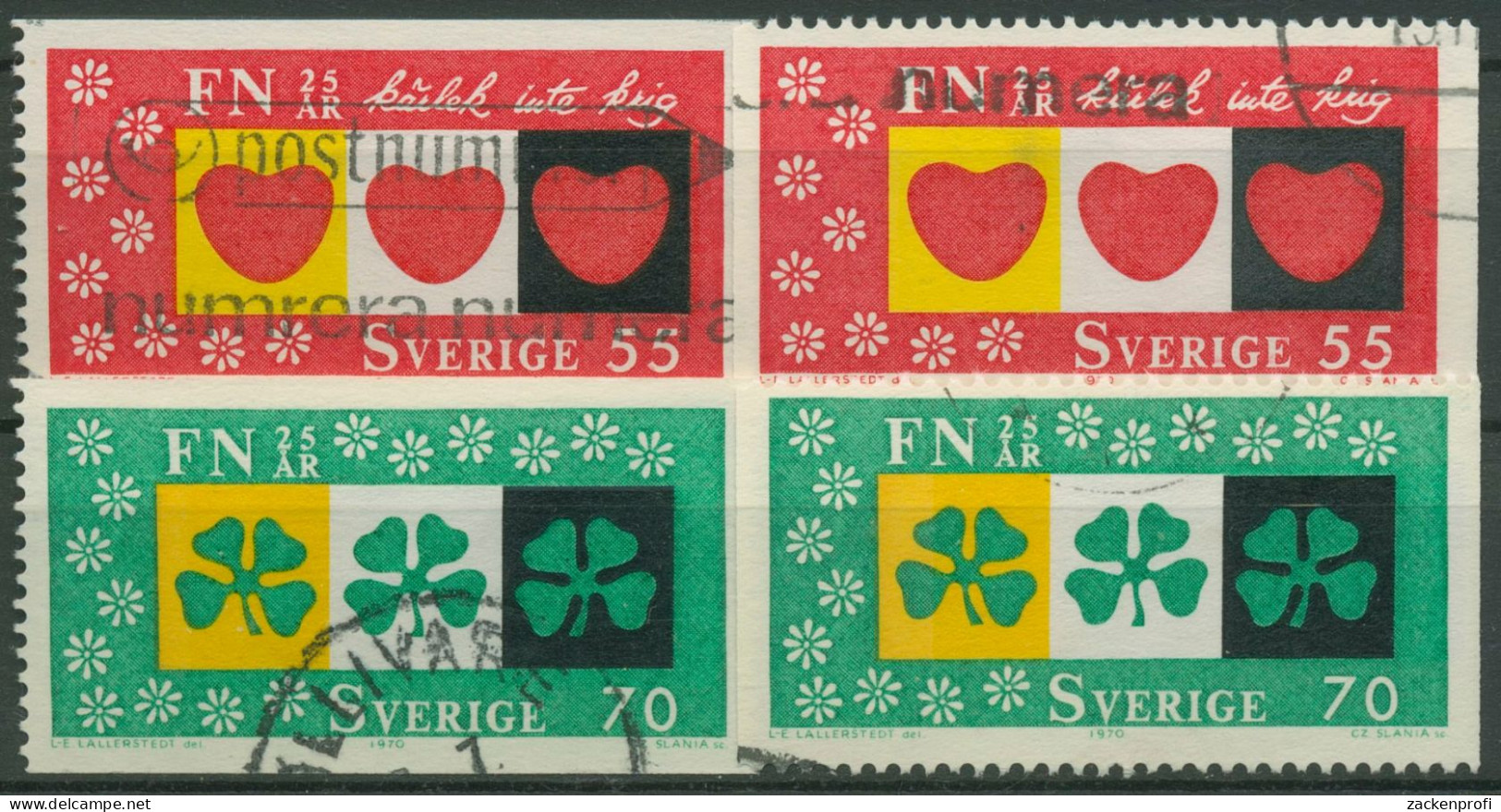Schweden 1970 UNO Herzen Kleeblätter 690/91 Gestempelt - Usati