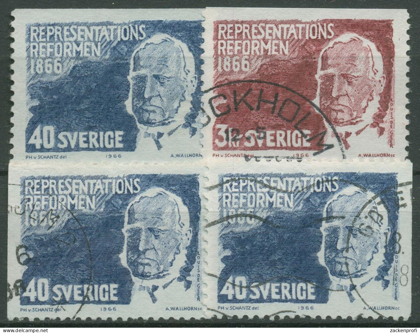 Schweden 1966 Verfassungsreform Louis De Geer 553/54 Gestempelt - Gebraucht