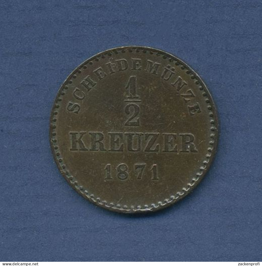 Württemberg 1/2 Kreuzer 1871, König Karl, J 81 Vz (m6481) - Groschen & Andere Kleinmünzen