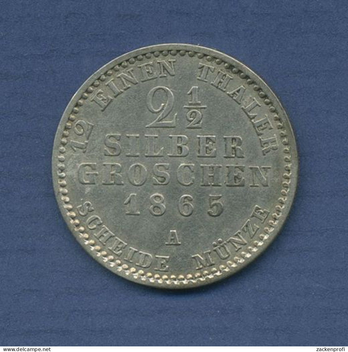 Preußen 2 1/2 Silbergroschen 1865 A, König Wilhelm I., J 90, Ss+ (m6476) - Groschen & Andere Kleinmünzen